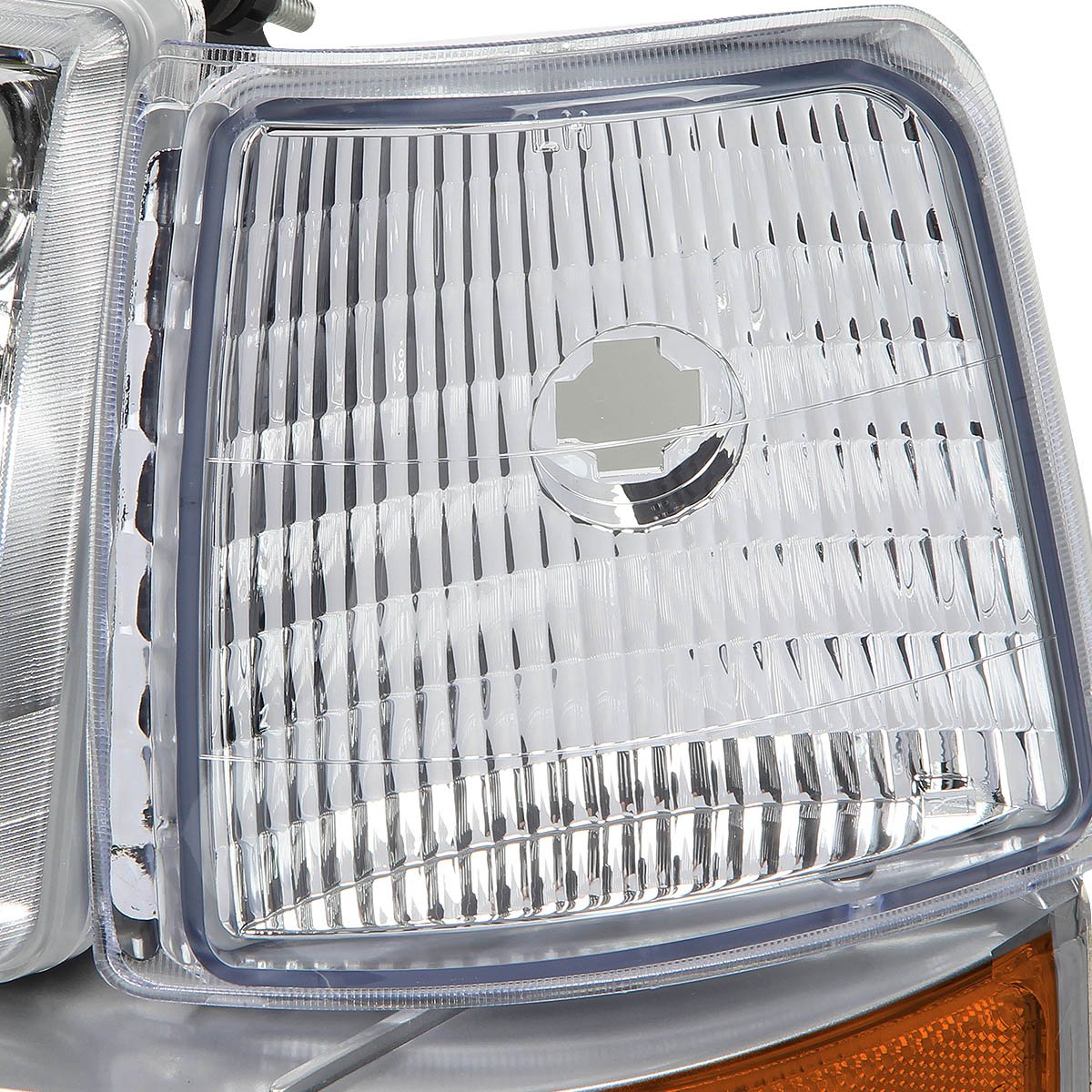 Dna Motoring Hl-Oh-F15092-6P-Ch-Am Chrome Amber Headlights Replacement Compatible With 92-96 F150 F250 F350/Bronco