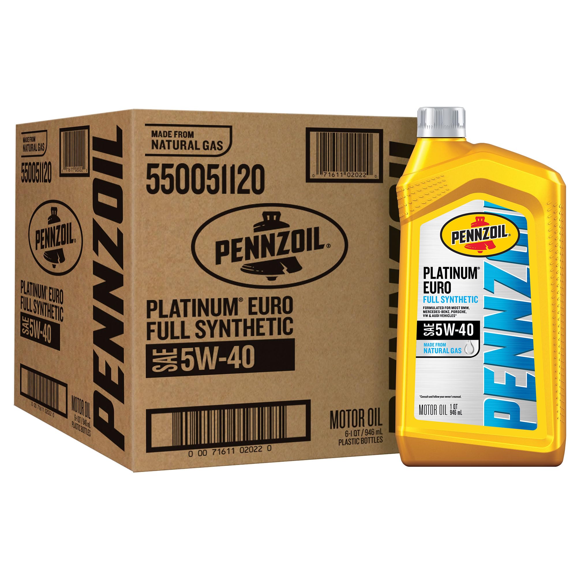 Pennzoil Platinum Euro Full Synthetic 5W-40 Motor Oil (1-Quart, Case Of 6)