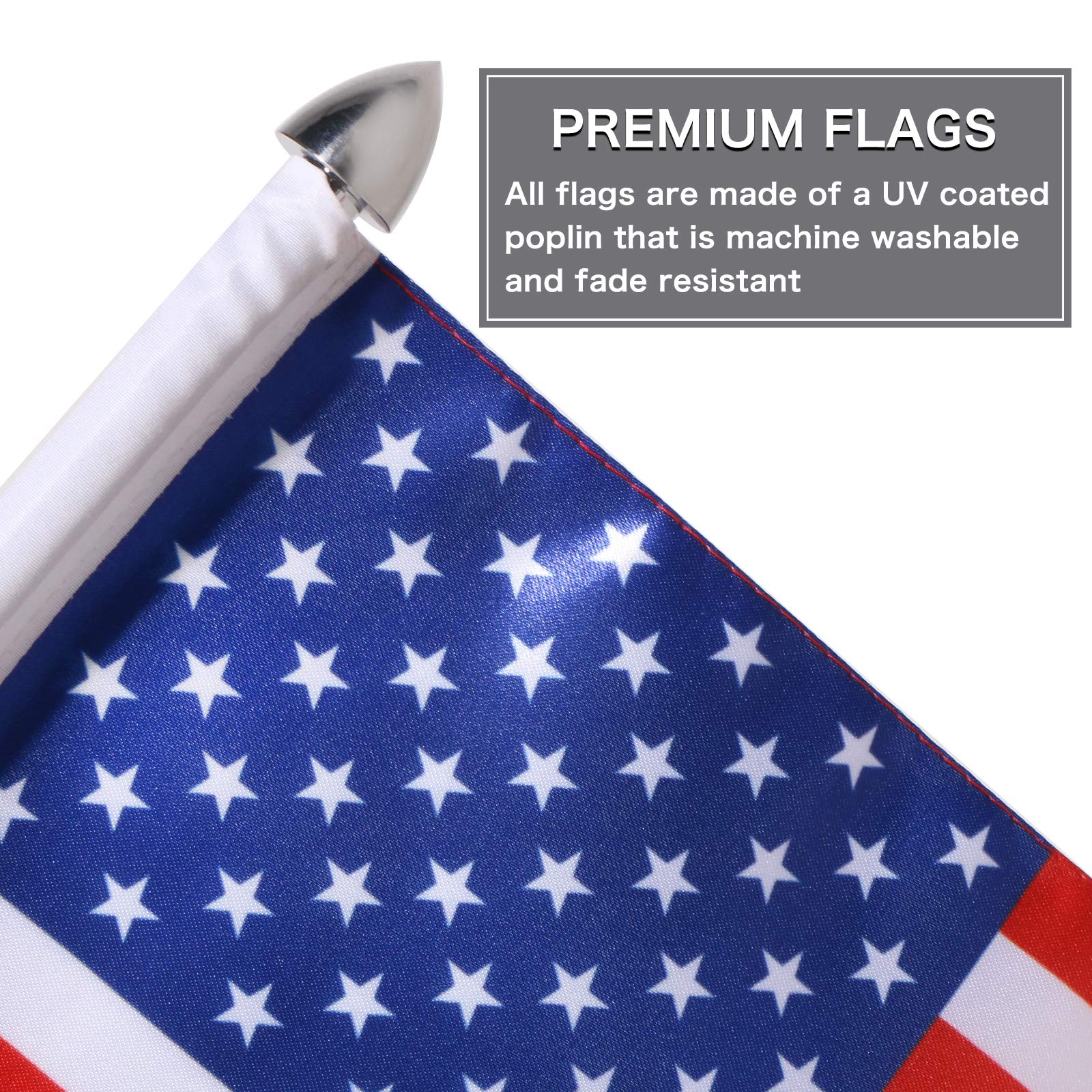 2 Pack Motorcycle Flag Pole Fold Down 90 With American Flag And Pow-Mia Flag 6.7'' X 10.2'' Flag Pole Holder Bracket Fit For 1/2