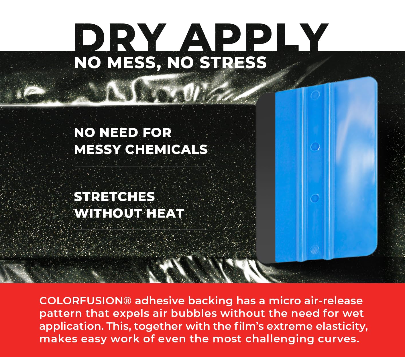 Colorfusion Ppf By Vvivid, Gloss Metallic Black Dry Apply Ppf Vinyl Car Wrap Roll 20Ft X 5Ft