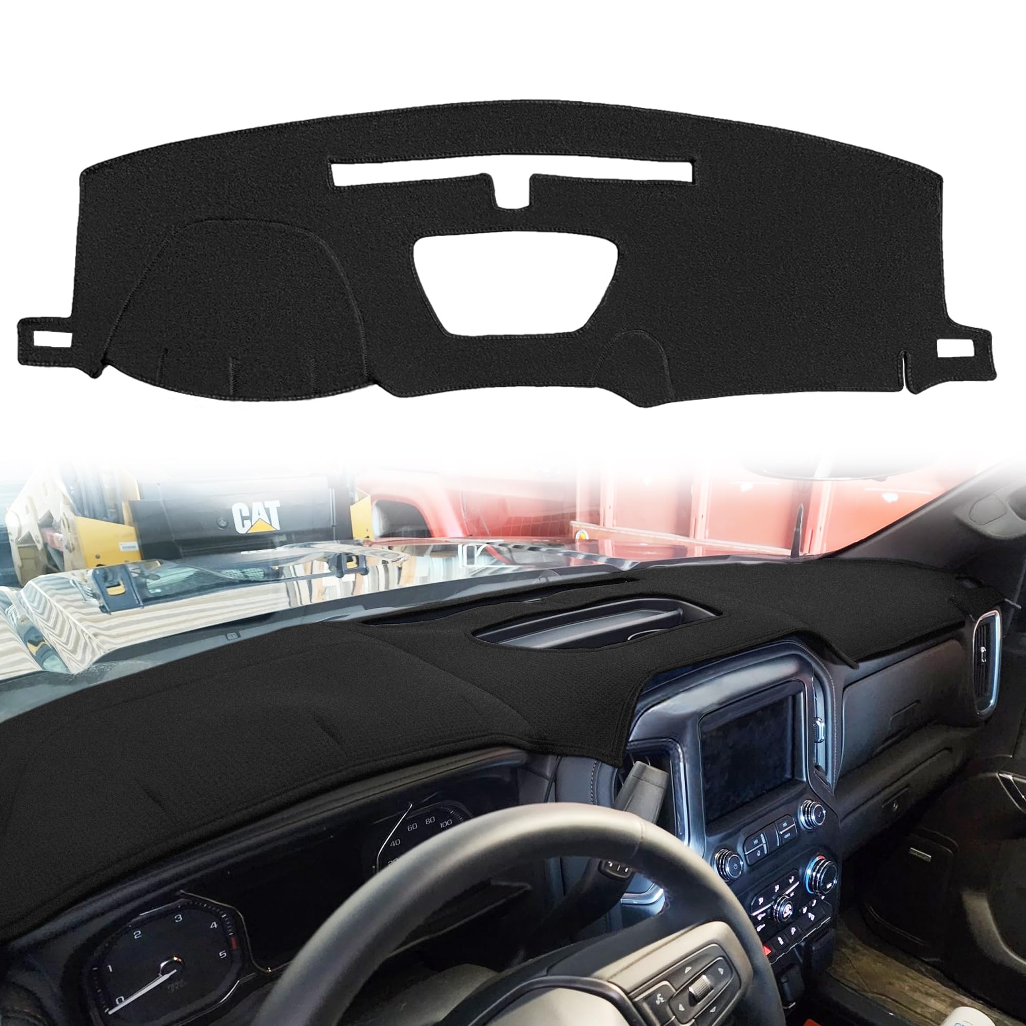 Yiz Dash Cover Mat Custom Fit For 2019-2023 Chevy Chevrolet Silverado 1500 2500Hd 3500Hd/2019-2023 Gmc Sierra 1500 2500Hd 3500Hd