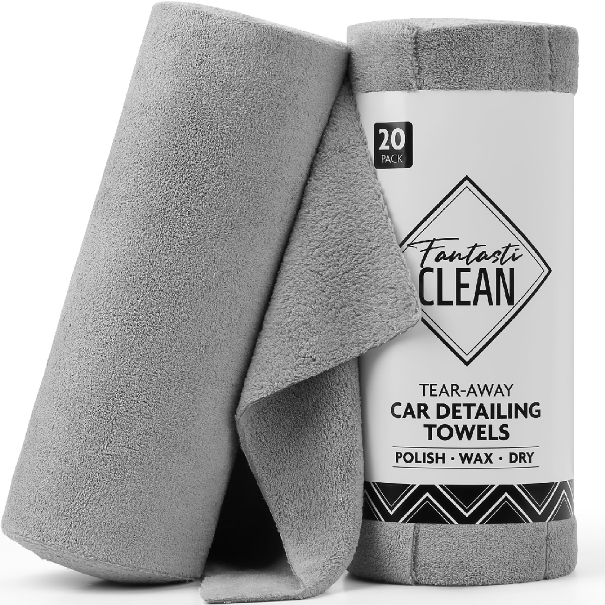 Fantasticlean Thick Microfiber Towel Roll, 14 x 14, 20 Pack, Grey