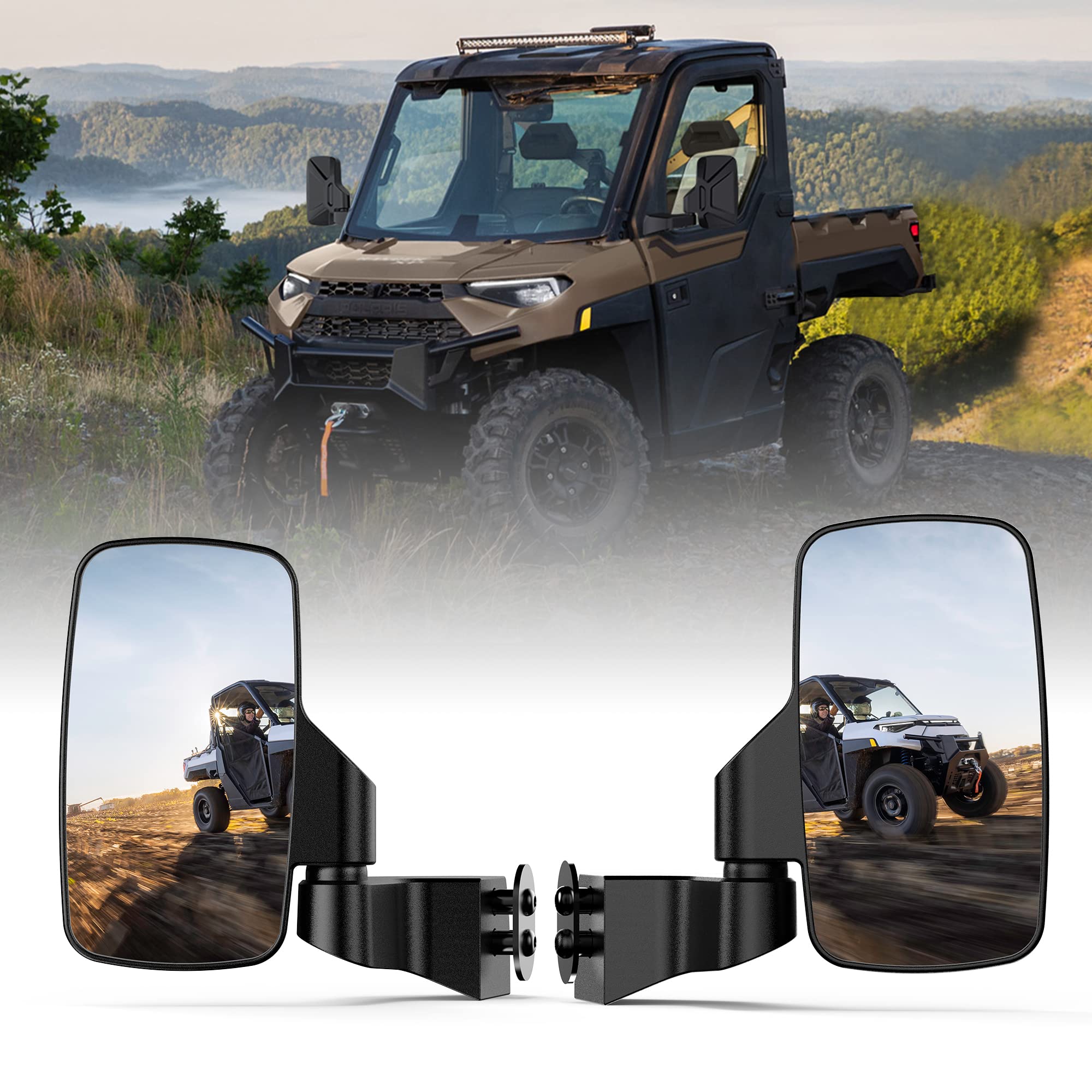 Ranger Side Mirrors Door Mounted, Esploratori UTV Side Mirrors for Full-Door Polaris Ranger Compatible With 2018-24 Polaris Rang