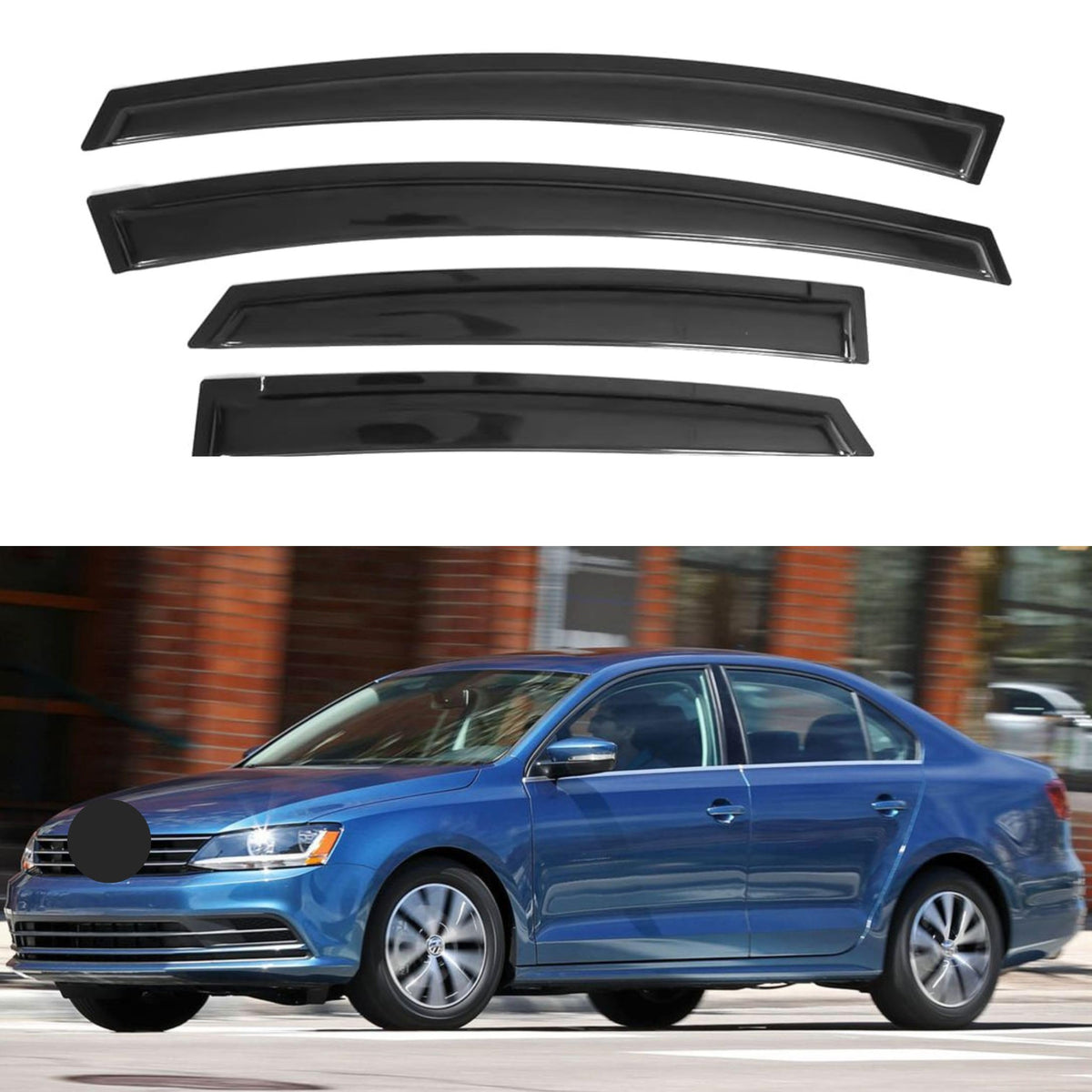Ig Window Visor For Volkswagen (Vw) Jetta 2011-2018, Rain Guard Tape-On Extra Durable Sun Wind Side Vent Window Deflector, 2011