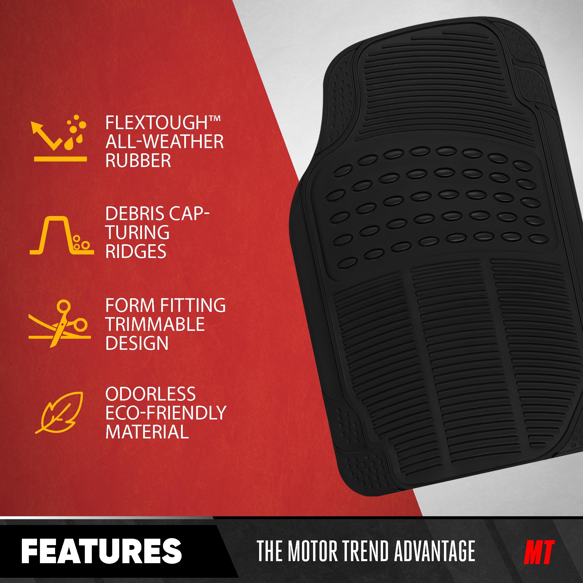 Bdk Proliner All Weather Rubber Auto Floor Mats And Trunk Cargo Liner - Front & Rear Heavy Duty Set Fit For Car Suv Van And Truc