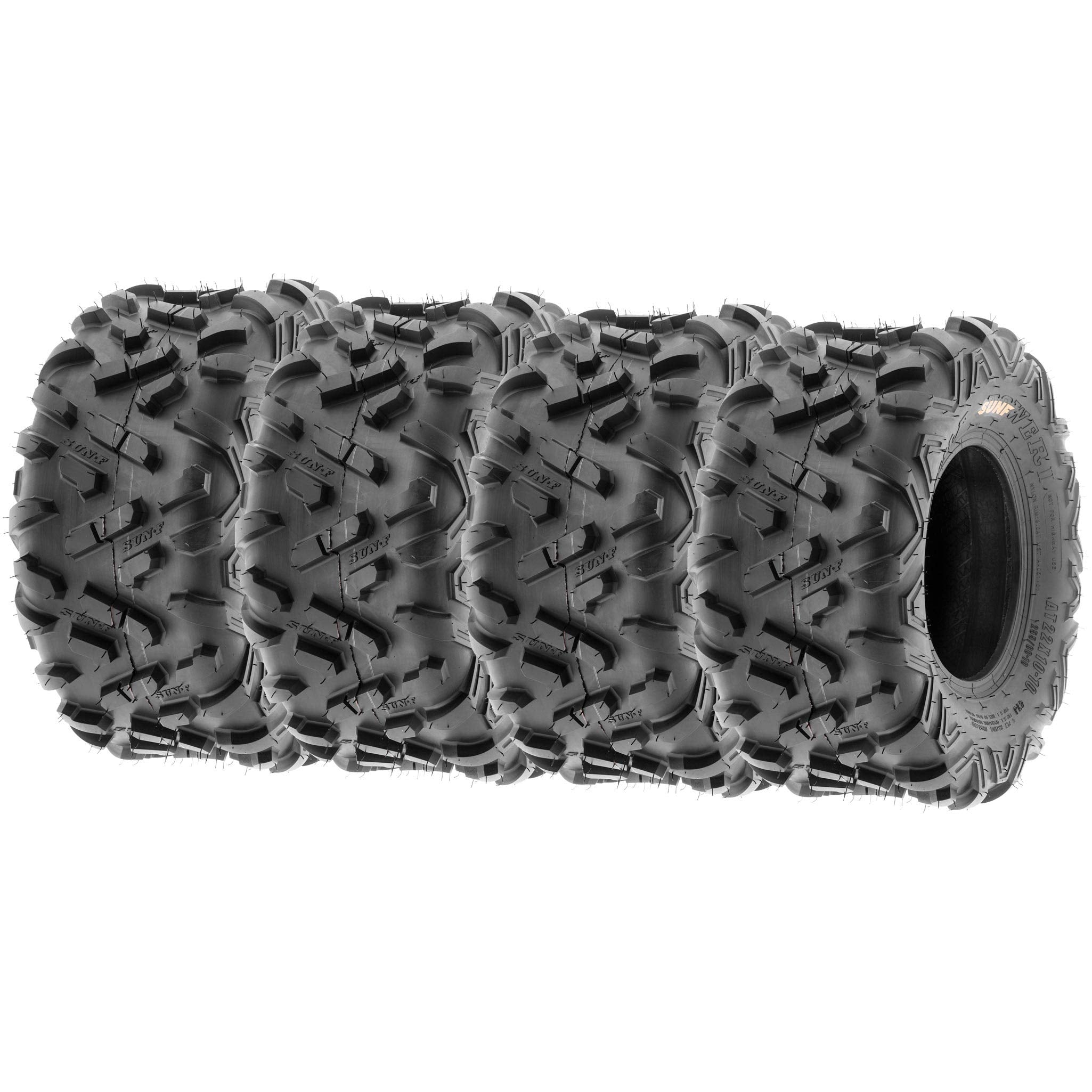 Set Of 4 Sunf Power.Ii Atv Go-Kart Tires 16X8-7 Front & 16X8-7 Rear, All-Terrain Off Road, 6 Pr, A051