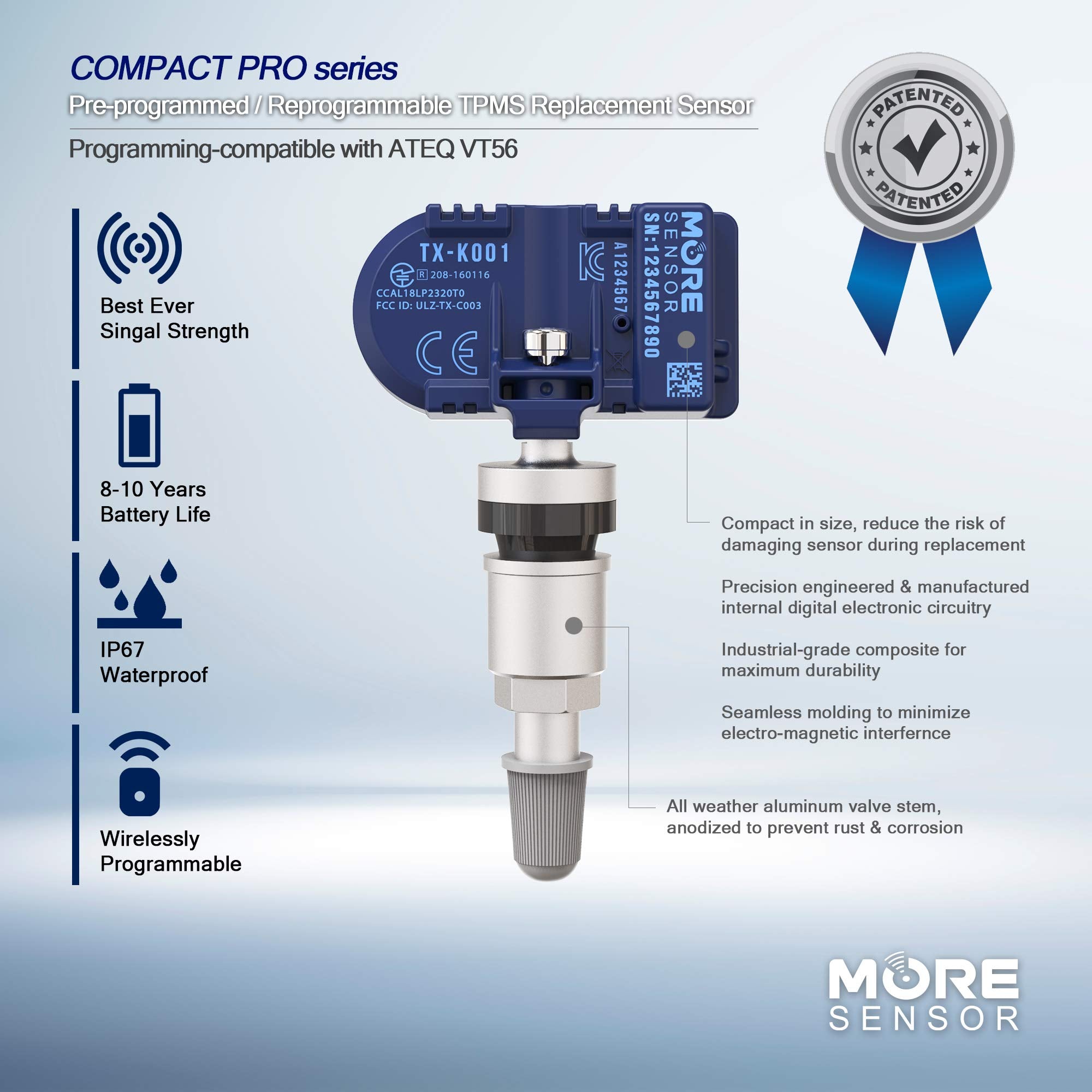 Moresensor Compact Pro Series 315Mhz Tpms Tire Pressure Sensor 4-Pack | Preprogrammed For Select 25+ Japanese Brand Models | Rep