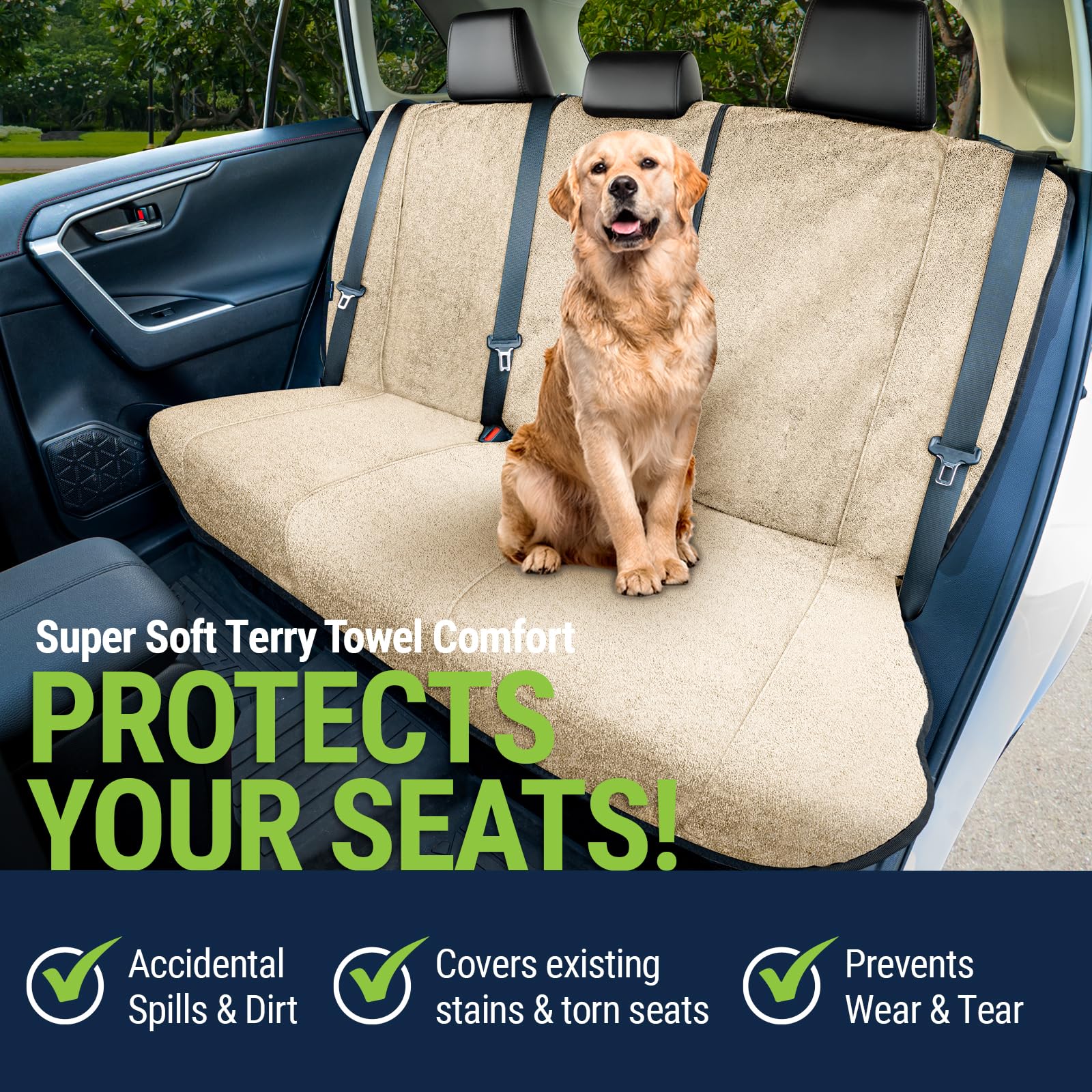 Season Guard Back Seat Towel Seat Cover For Cars; Great For After Gym Workouts, Dogs, And Outdoor Activities; Universal Fit For