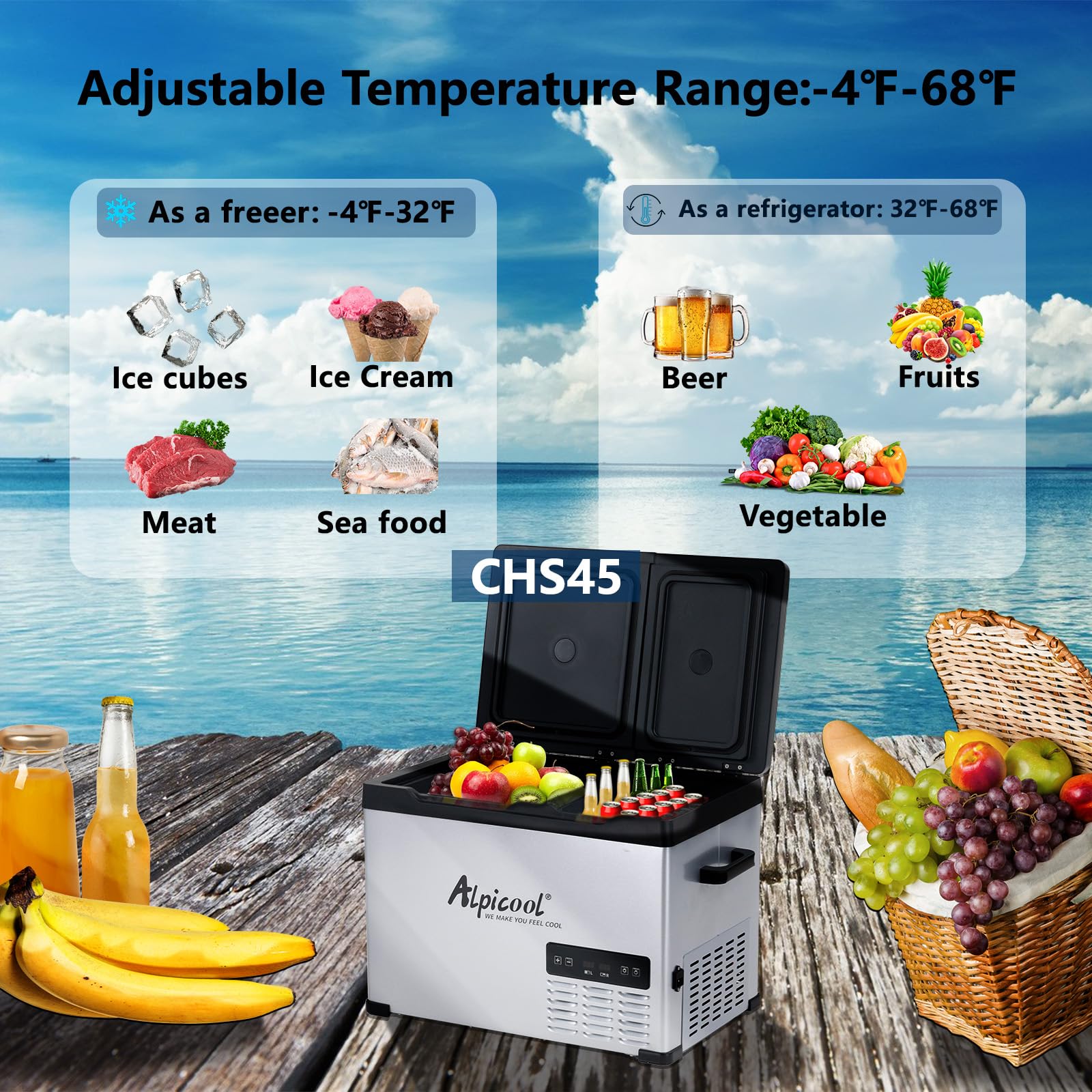 Alpicool C Series 33 Quart Car Freezer CHS45 - Compact, Portable Cooling Solution