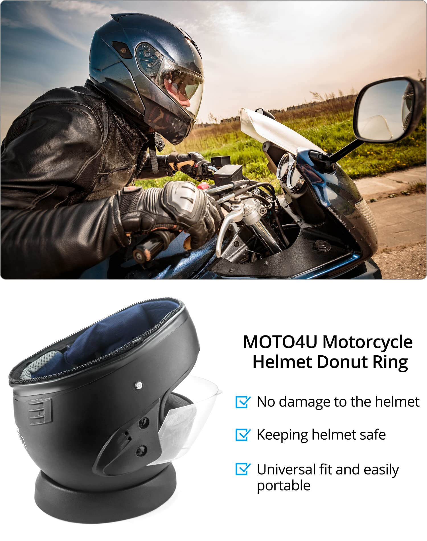 QWORK Motorcycle Helmet Stand, Helmet Service Pad, Helmet Support Donut Ring for Motorcycle Snowmobile Scooter Helmetsm, Black 1