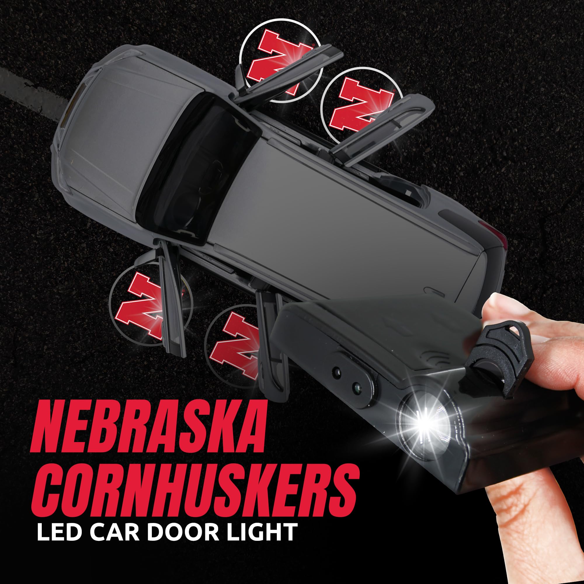 Sporticulture American Football Nebraska Led Car Door Light - Officially Licensed Ncaa Wireless Projector - Show Your Team Pride