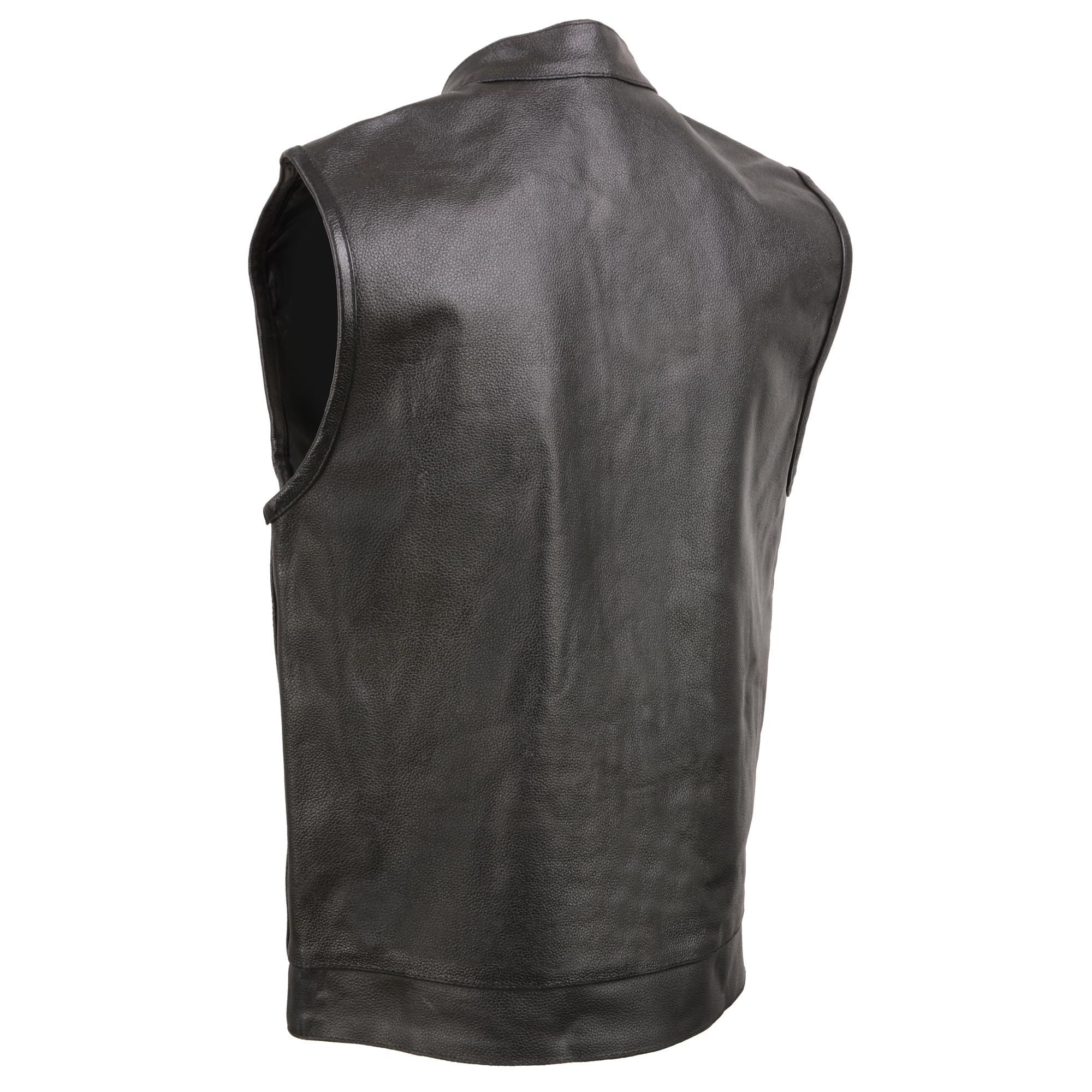 Event Leather Men'S Leather Motorcycle Vest Zipper & Snap Closure W/2 Inside Gun Pockets & Single Panel Back (7X - Big)