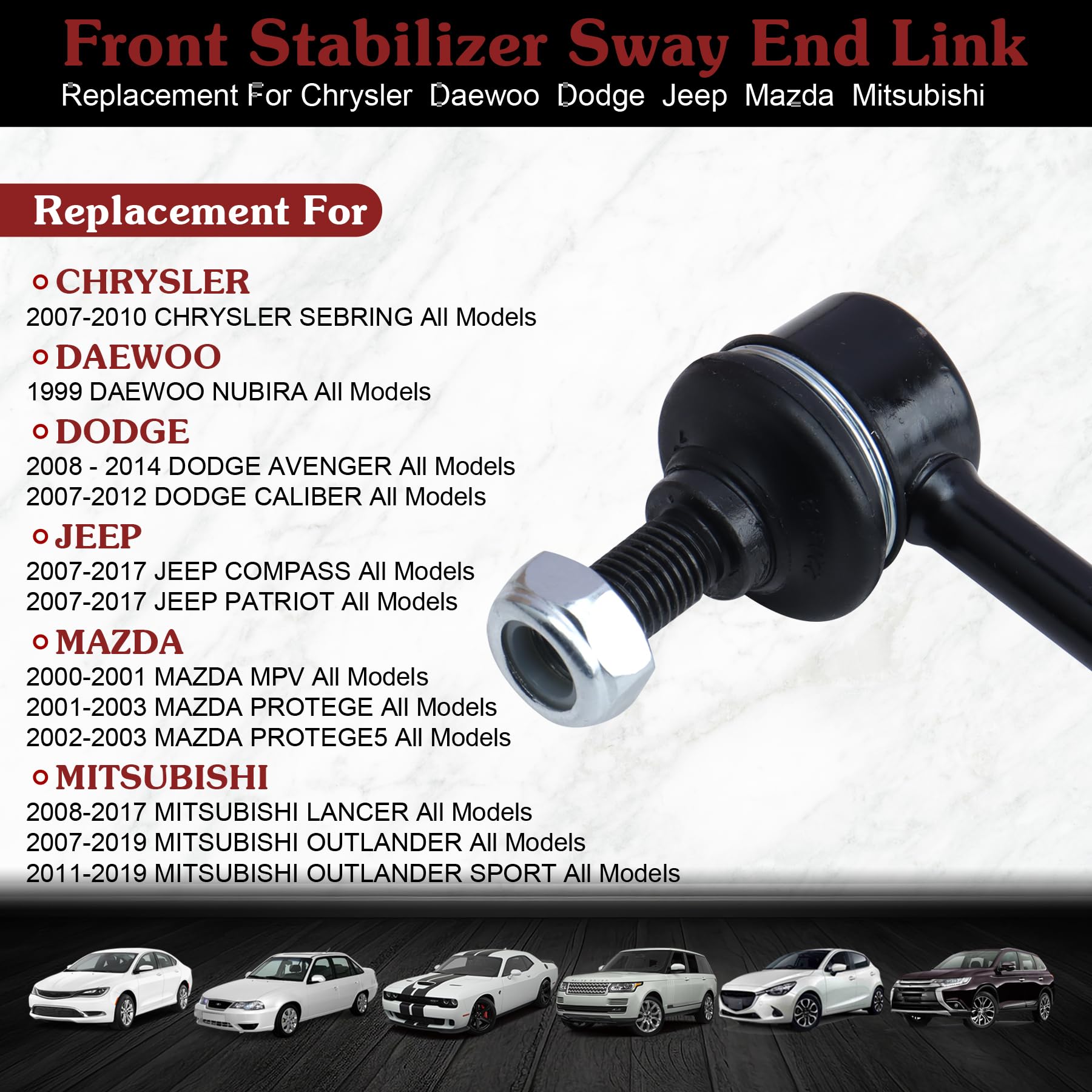 Stiueoav K80258 Sway Bar Link - Front Stabilizer End Link Compatible With 2007-2010 Chrysler Sebring?2011-2014 Chrysler 200?2007
