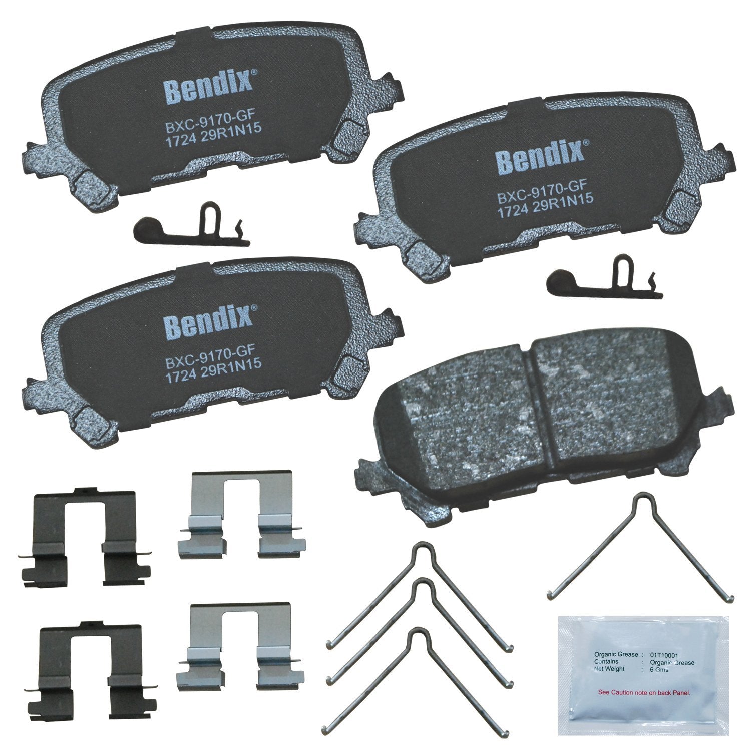 Bendix Priority1 Cfc1724 Ceramic Rear Brake Pads For Acura Mdx 2016-2014, Honda Passport 2023-2019, Pilot 2022-2016, Ridgeline 2