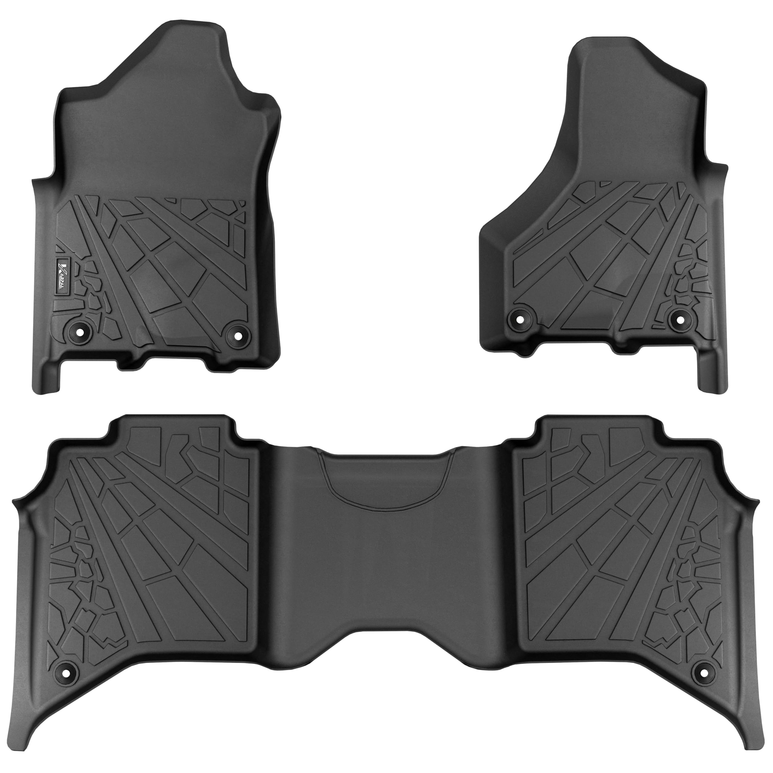 Karpal Floor Mats Fit For 2019-2024 Ram 2500/3500 Crew Cab (1St Row Bucket Or Bench Seats), Tpe Rubber All Weather Protection Fl
