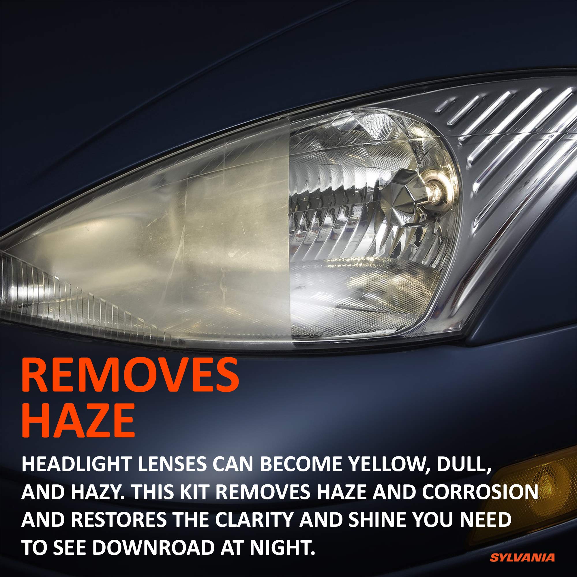 Sylvania - Headlight Restoration Kit - 3 Easy Steps To Restore Sun Damaged Headlights With Exclusive Uv Block Clear Coat, Light