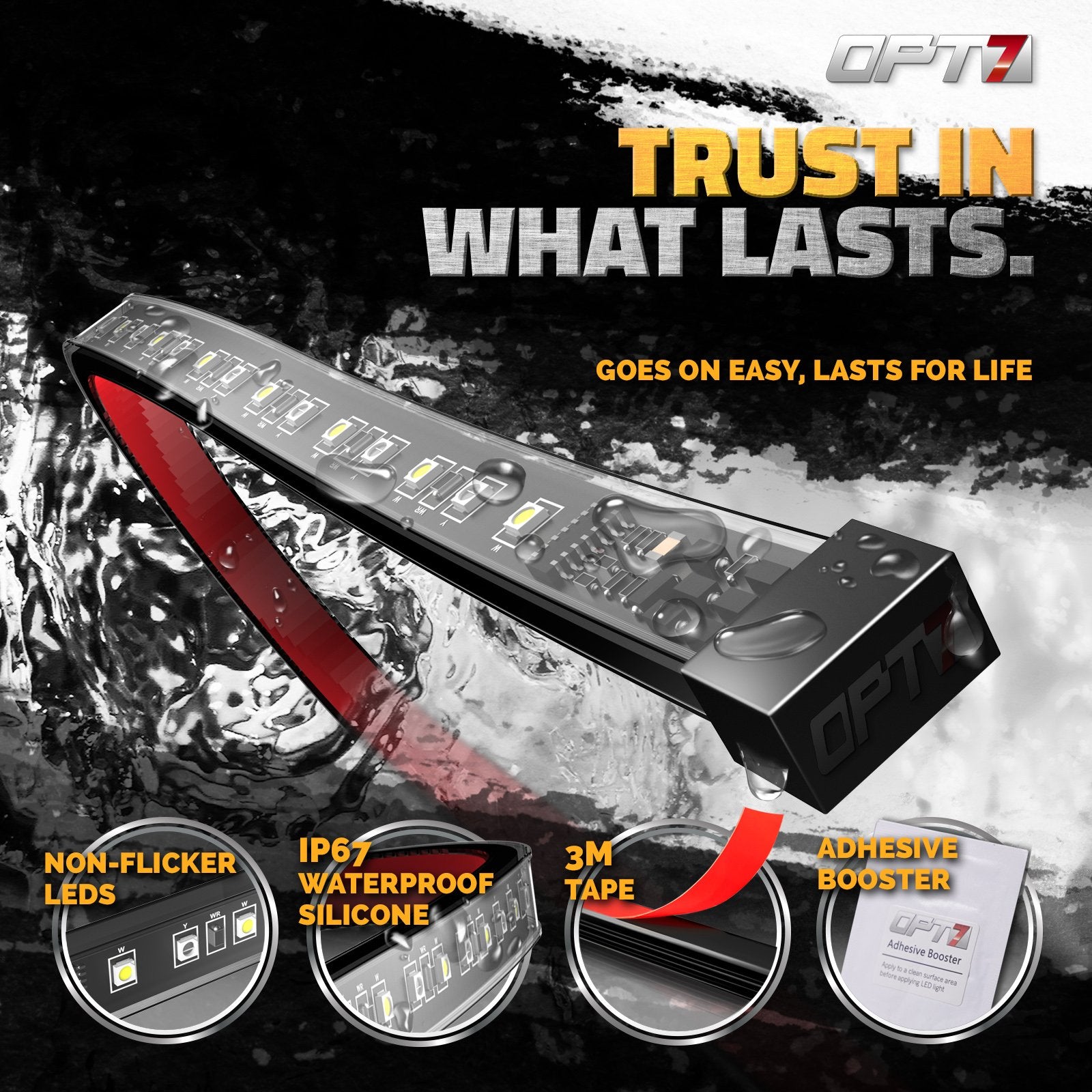 Opt7 Sidekick 86 '' Running Board Lights 2Pcs Led Strips W/Sequential Amber Turn Signal, Drl, White Courtesy Light For Extended