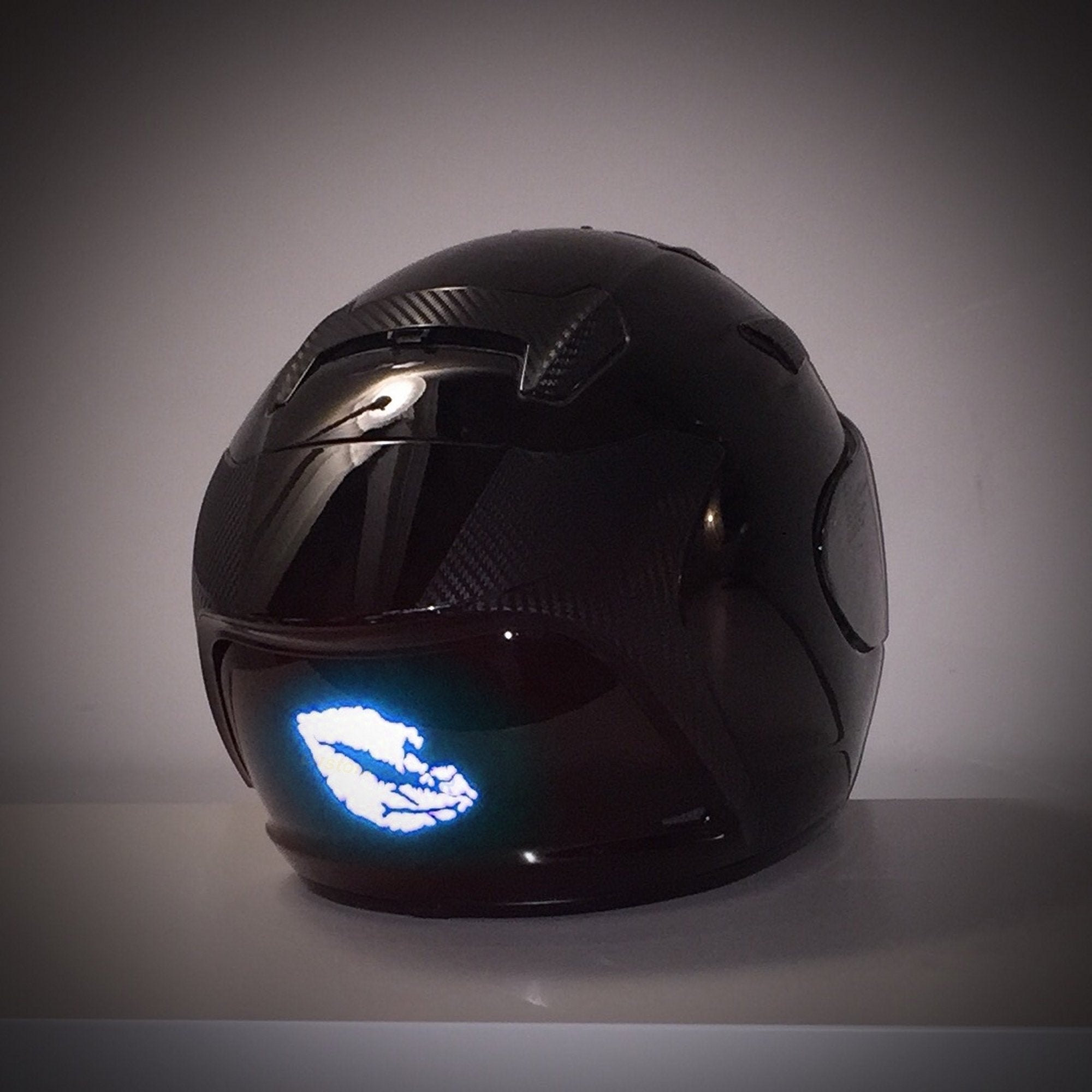 Customtaylor33 High Intensity Reflective Vinyl Death Kiss Skull Crossbones Lips Decal Bumper Sticker - Cars, Motorcycles, Helmets, Wind Screens, Laptops, Cellphones, (Blue, 12 Inch Wide)