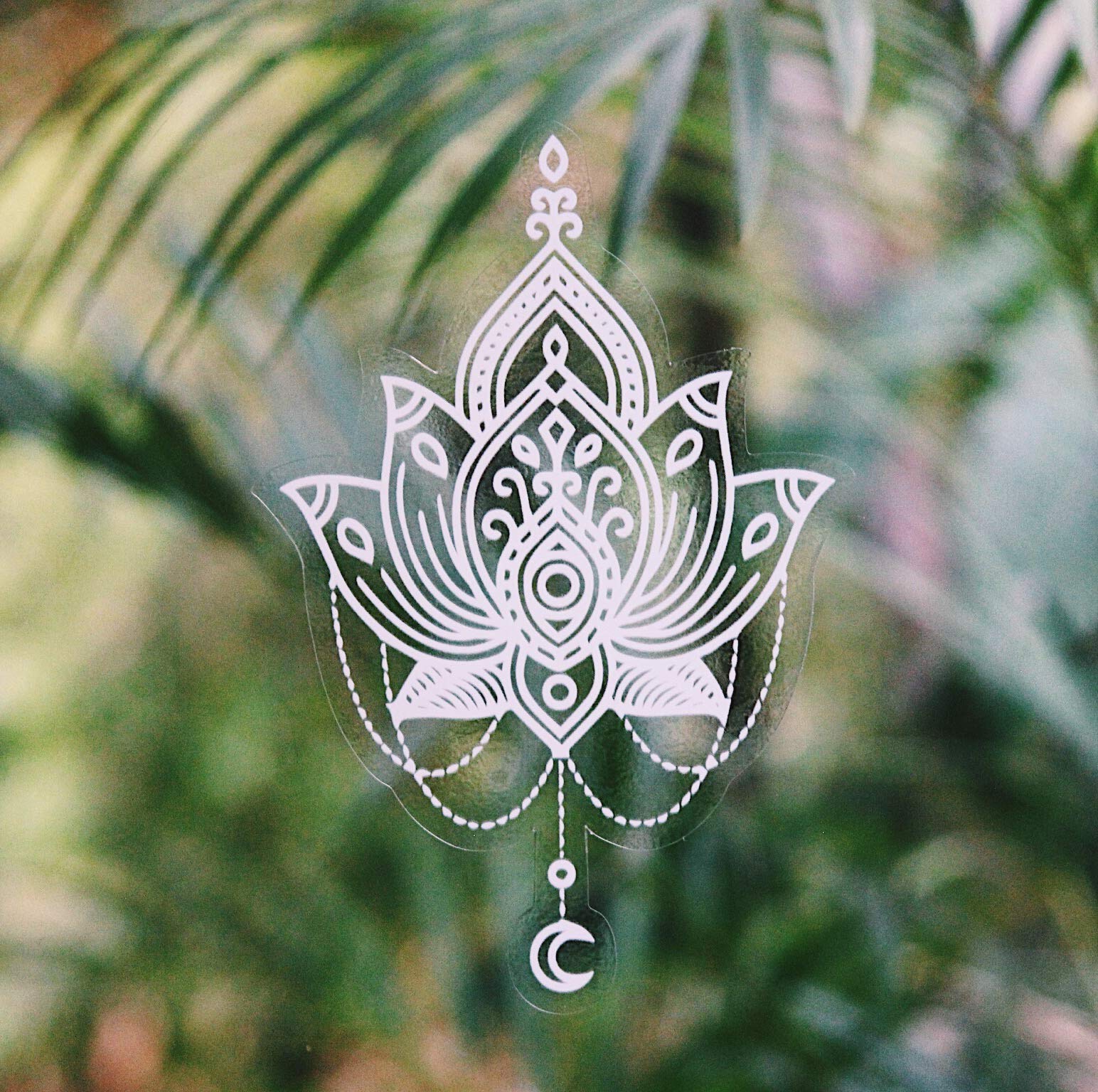 Beautiful Hand Designed Mandala Sticker White Lotus Flower - 6'' Tall Vinyl Decal - Waterproof, Suitable For Outdoors, Car Windo