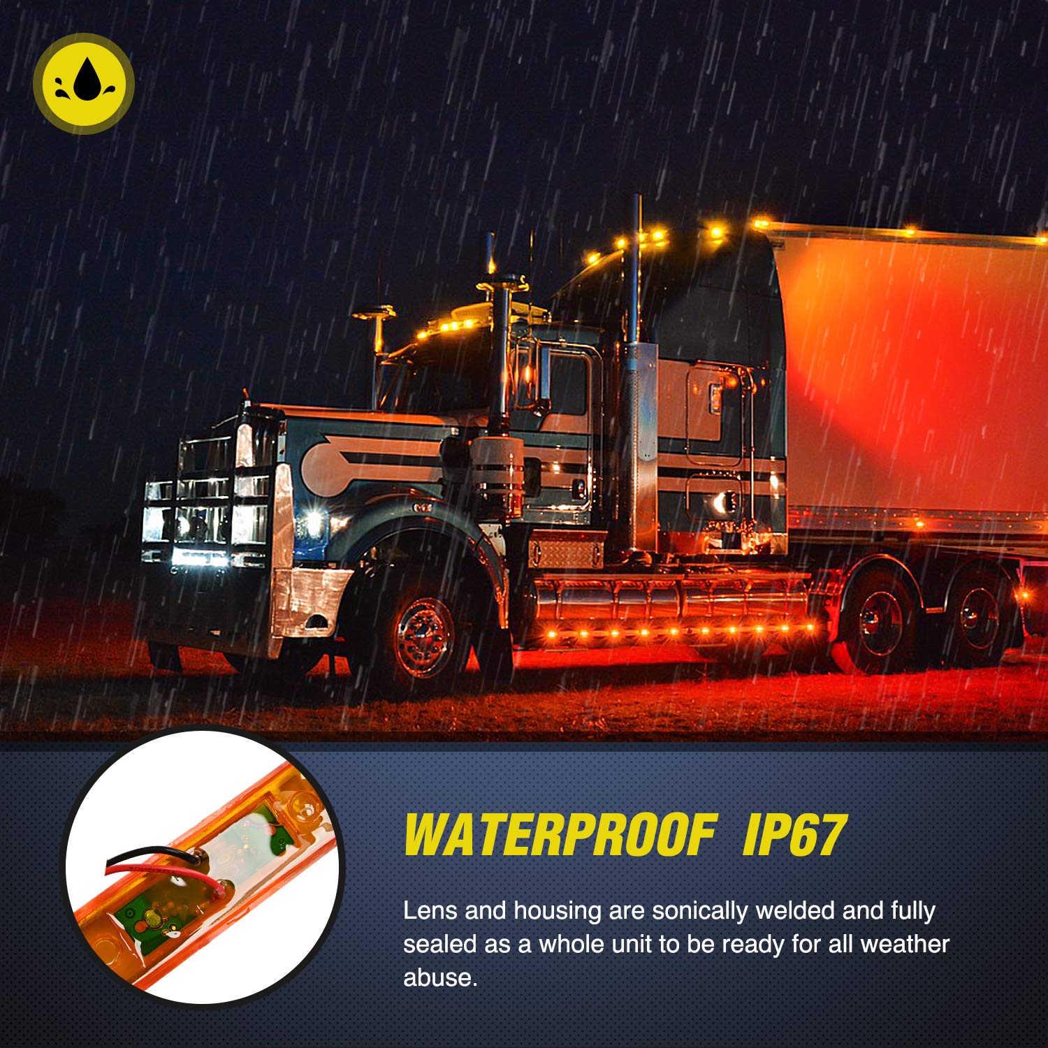 Nilight 10Pcs 3 Led Trailer Light 3.9 Inch Front Rear Side Marker Lights Clearance Indicator Waterproof Sealed Surface Mounted M