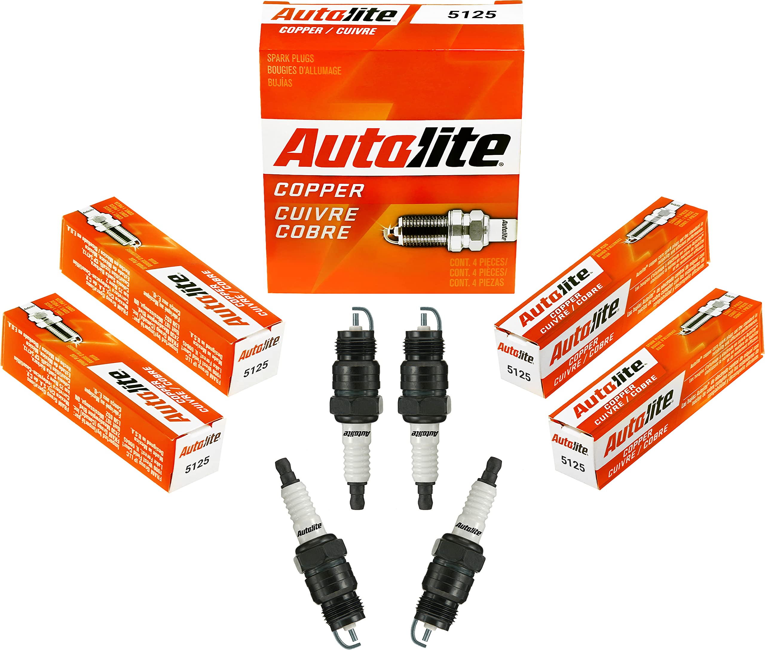 Autolite 5125 Copper Resistor Automotive Replacement Spark Plugs (4 Pack)