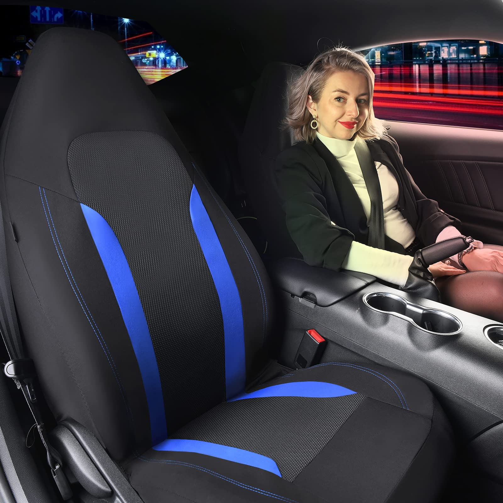 Car Pass Cargrand Universal 3D Air Mesh-100% Breathable Sporty Bucket Car Seat Cover Front Seats Only, Airbag Compatible,Fit Automotive Suv Truck Sedan Cute Women(High Back 2 Piece Front Black Pink)