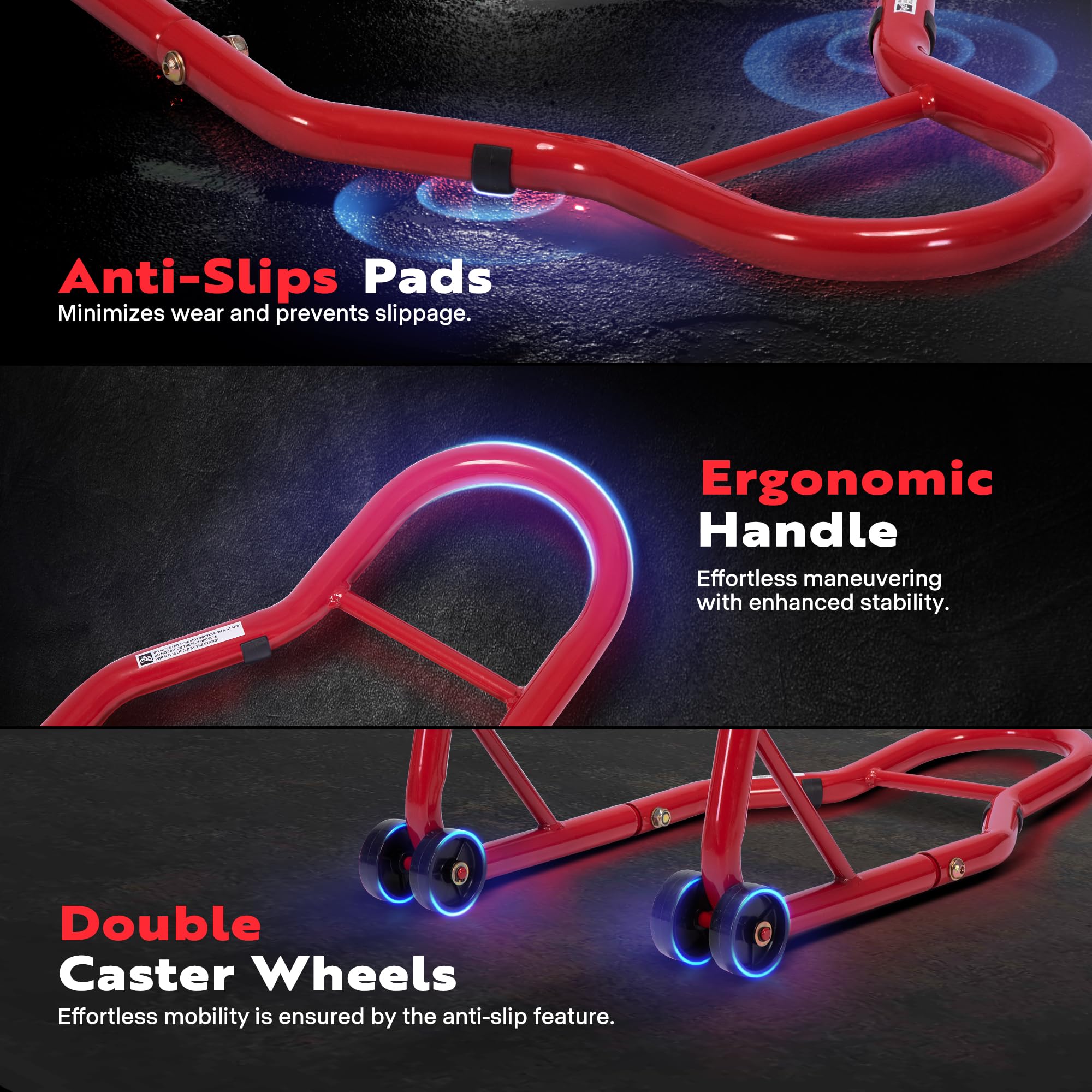 Specstar Motorcycle Stands, 882 Lbs Capacity Front Rear Wheels Lift Combo With U+L Adjustable Swingarm Spool, Heavy Duty Paddock