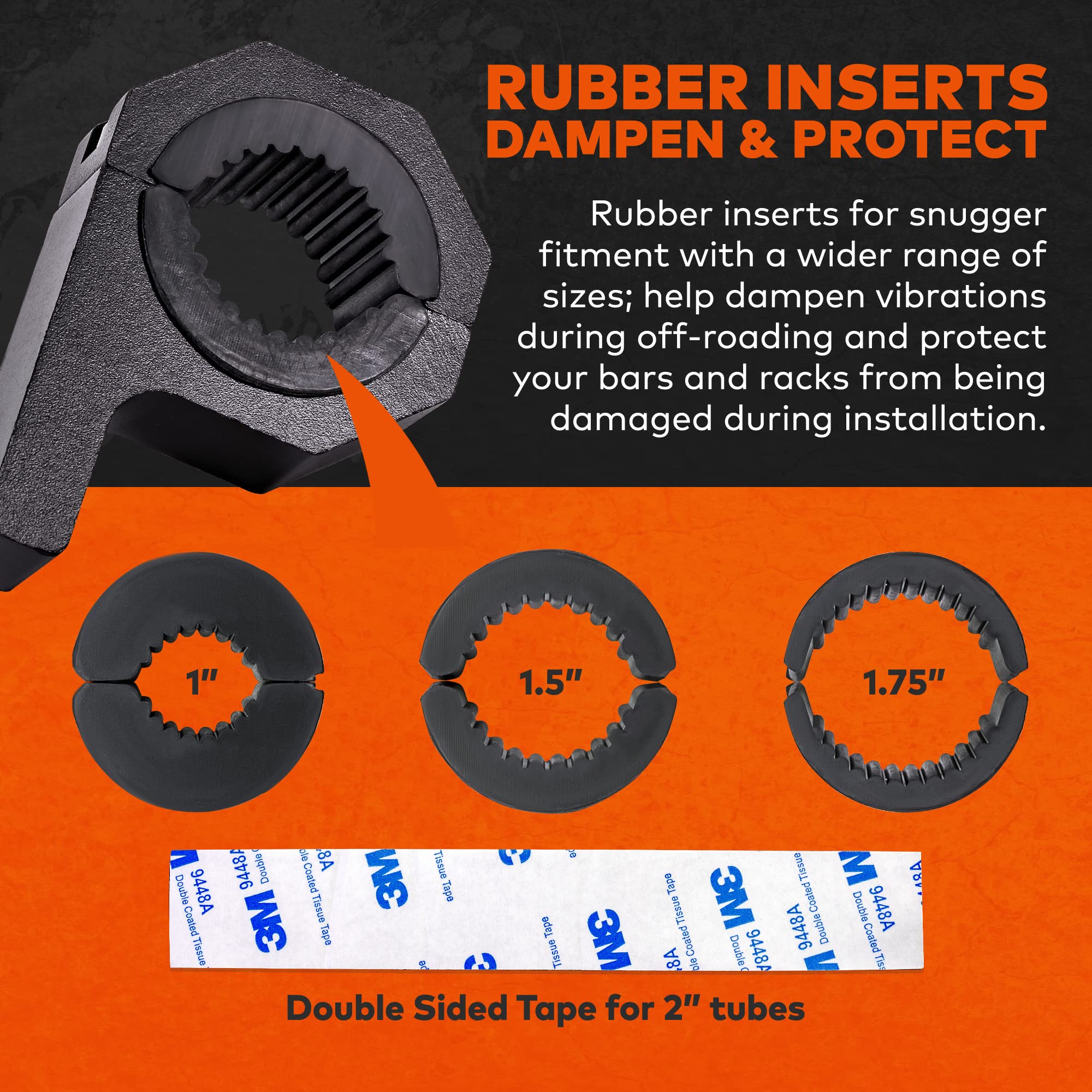 Lamphus Off-Road Light Mounting Bracket Bar Clamp Kits [1''/1.5''/1.75''/2'' Inch] [Horizontal Bar] [Aluminium] [2 Units] Bull R