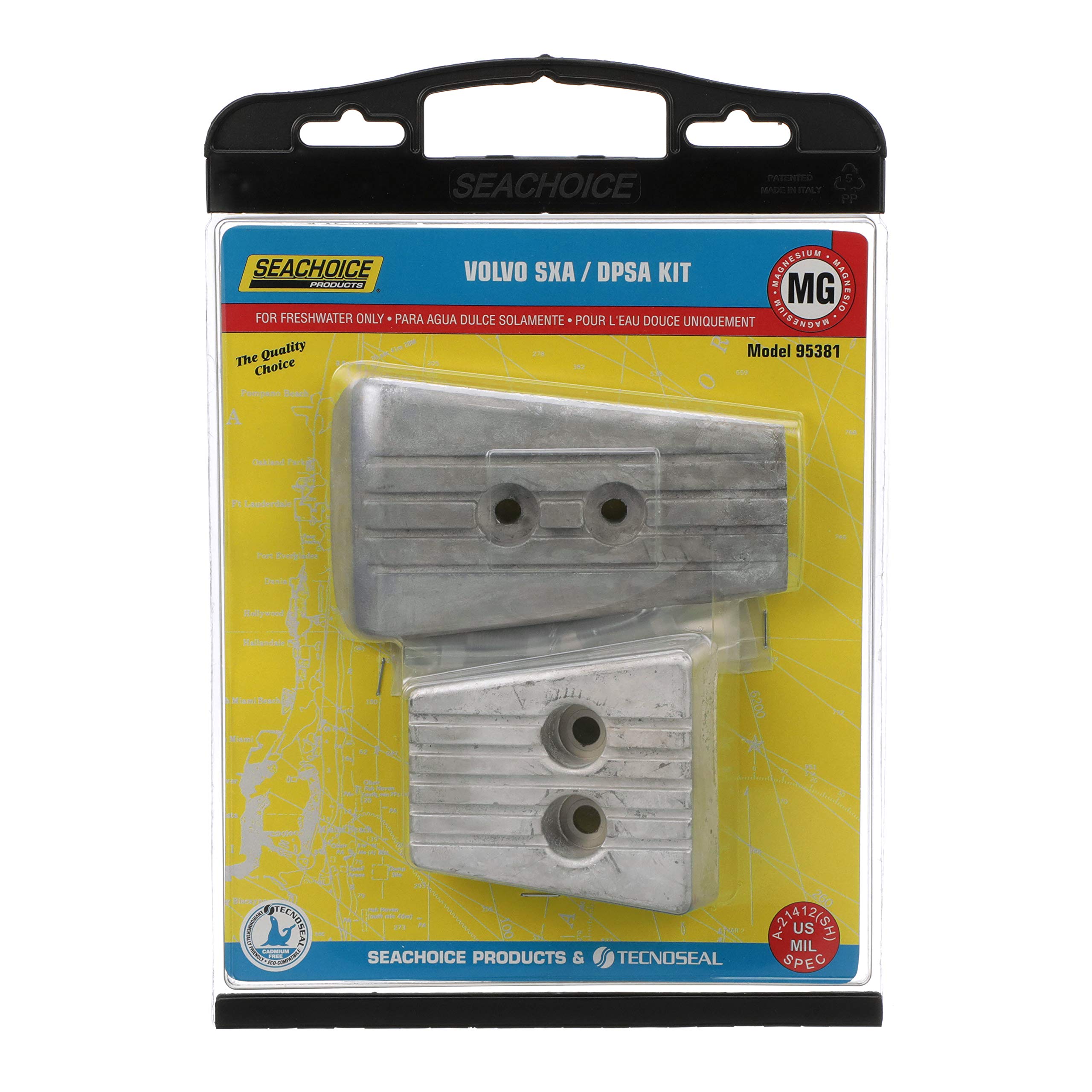 Seachoice Anode Kit, Volvo Dps/Sxa Engines, Magnesium, Fresh Water Use, Cadmium-Free, Environmentally Friendly