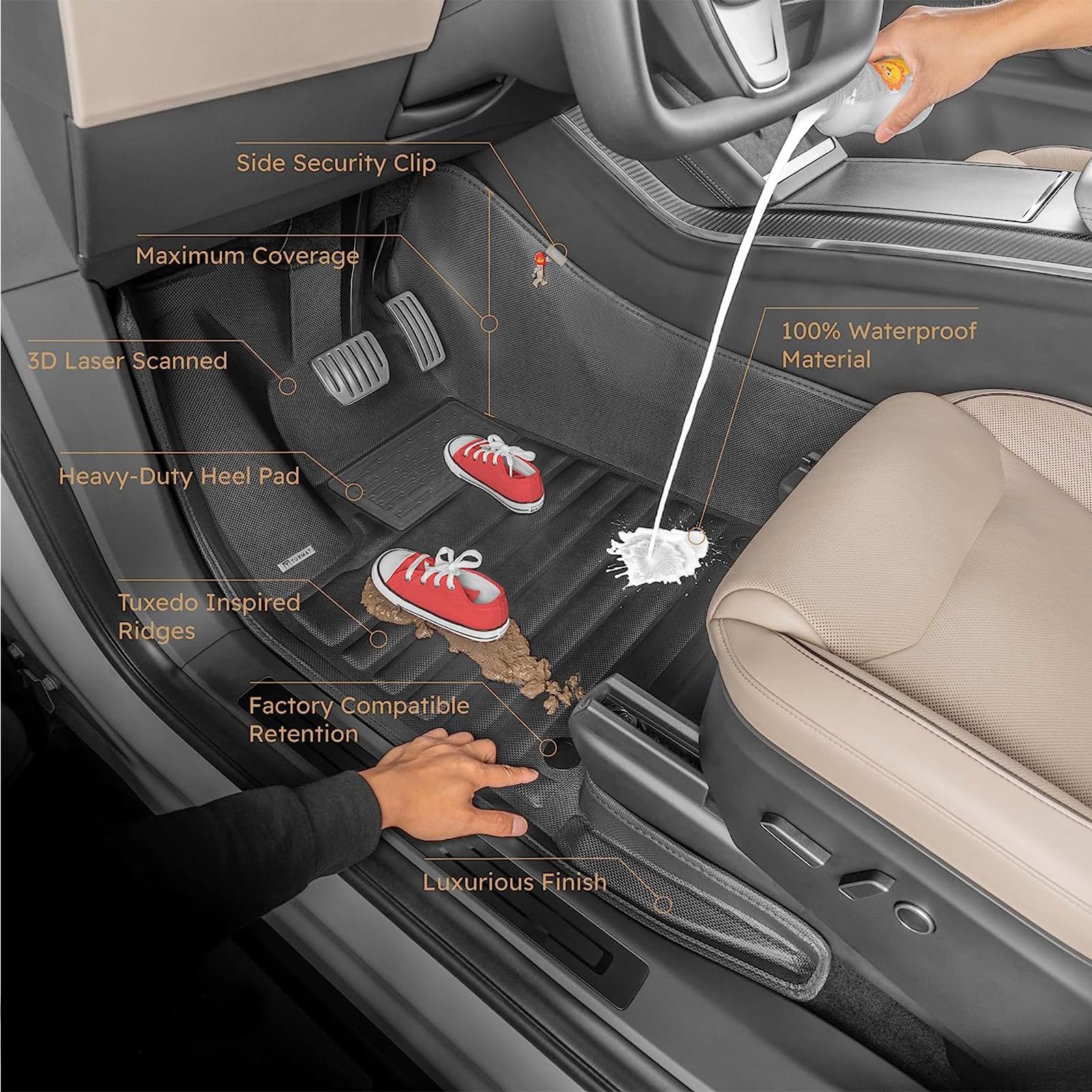 All Weather Rubber Car Floor Mats 2008-2012 Accord, Accord Floor Mats, Custom Fit Full Set Includes 1St And 2Nd Rows Maximum Cov