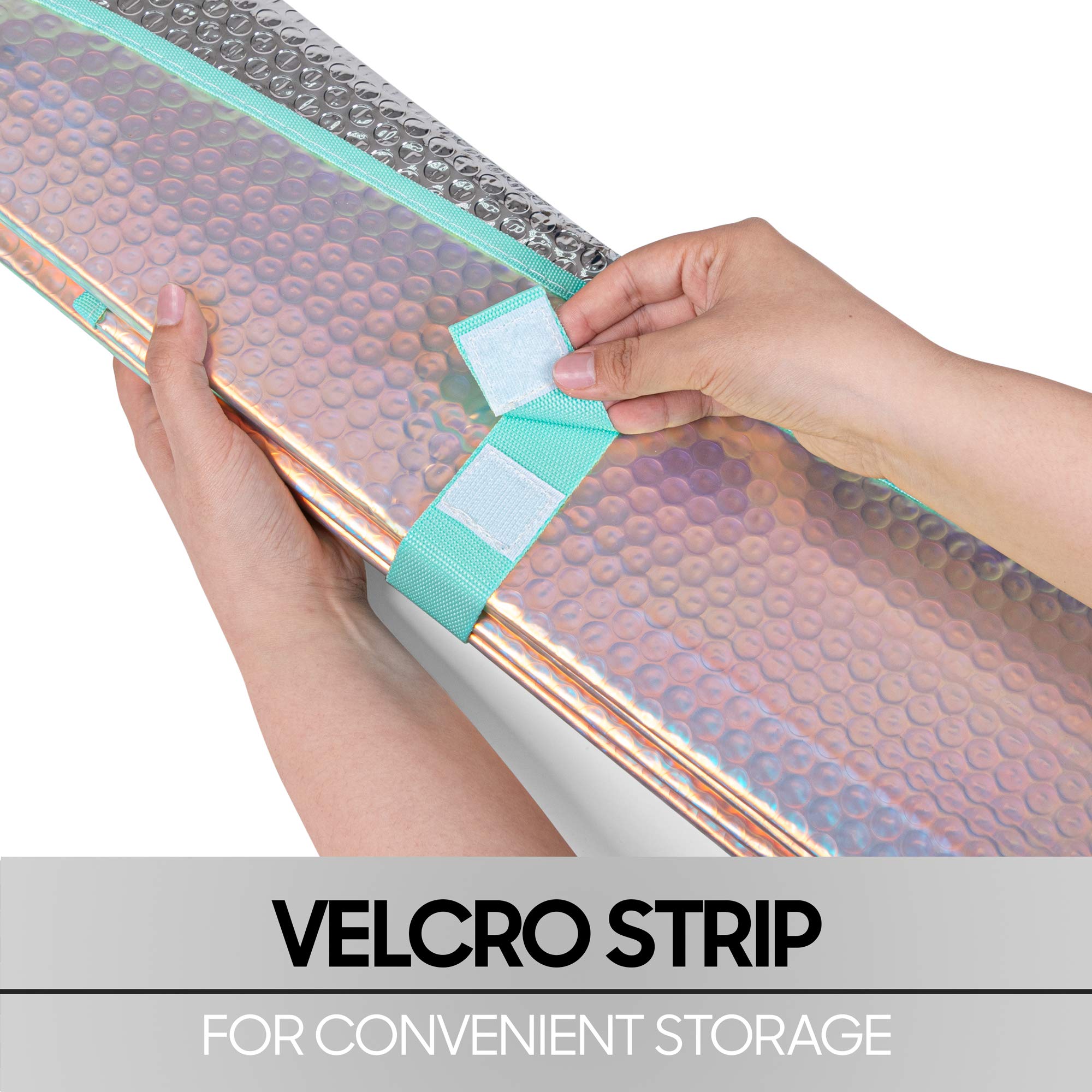 Iridescent Matte White Front Windshield Sunshade-Accordion Folding Auto Shade For Car Truck Suv-Blocks Uv Rays Sun Visor Protector-Keeps Your Vehicle Cool- 58 X 27 In