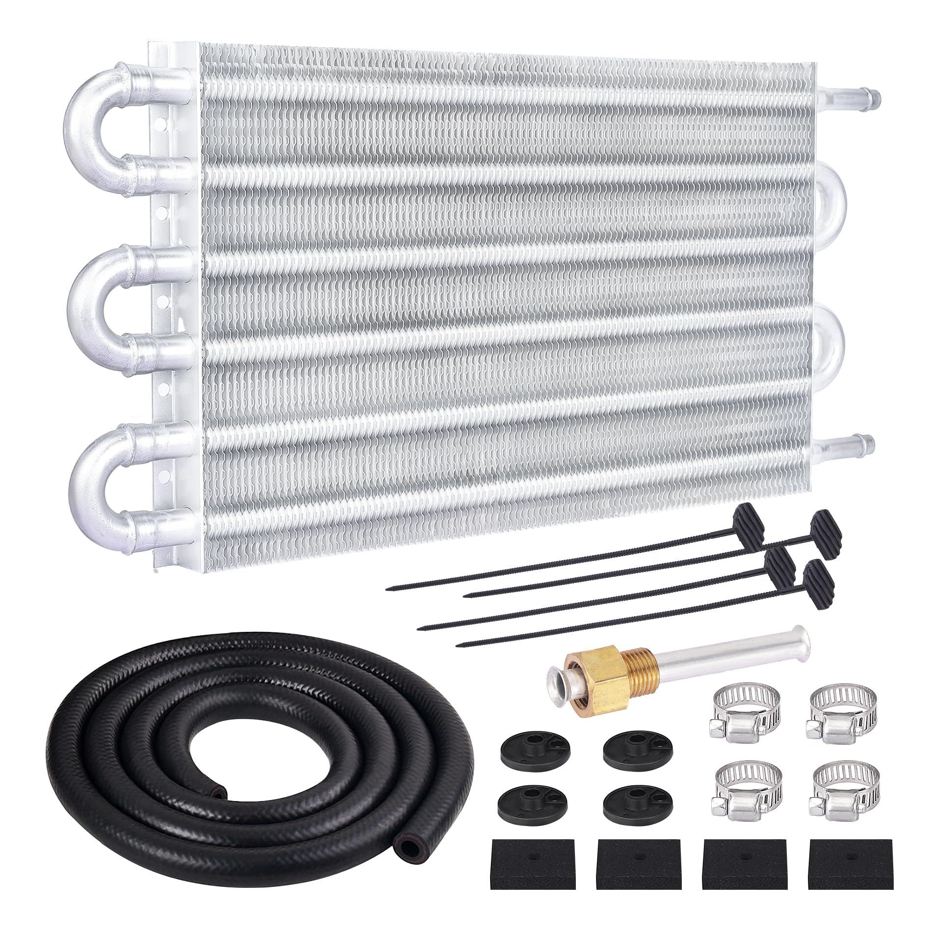 Evil Energy 5/16'' Transmission Oil Cooler, 6 Pass Tube And Fin Cooler Kit Universal Aluminium Silver