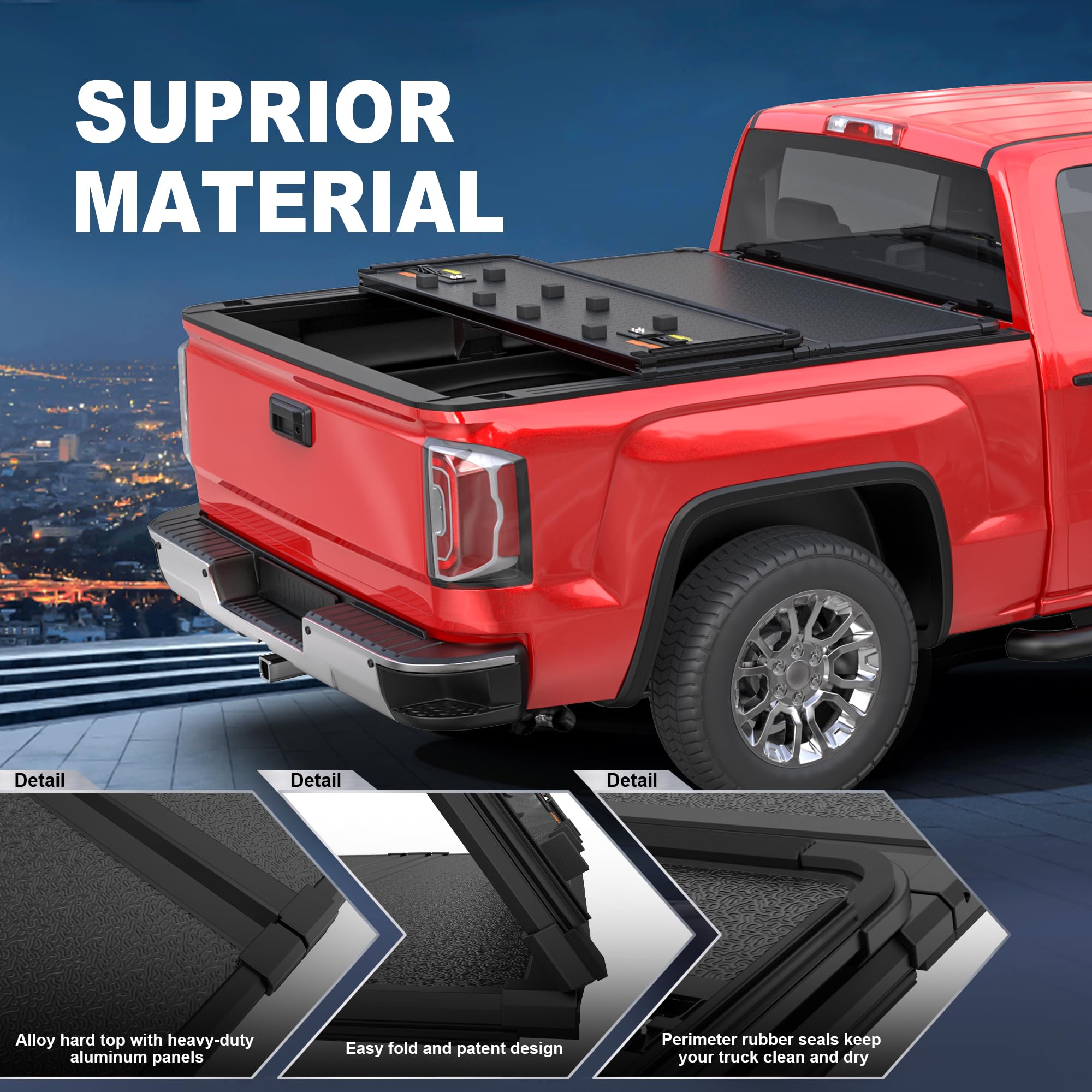 Mostplus Tri-Fold Hard Truck Bed Tonneau Cover On Top Compatible For 2020-2024 Chevy Chevrolet Silverado/Gmc Sierra 2500Hd 3500H