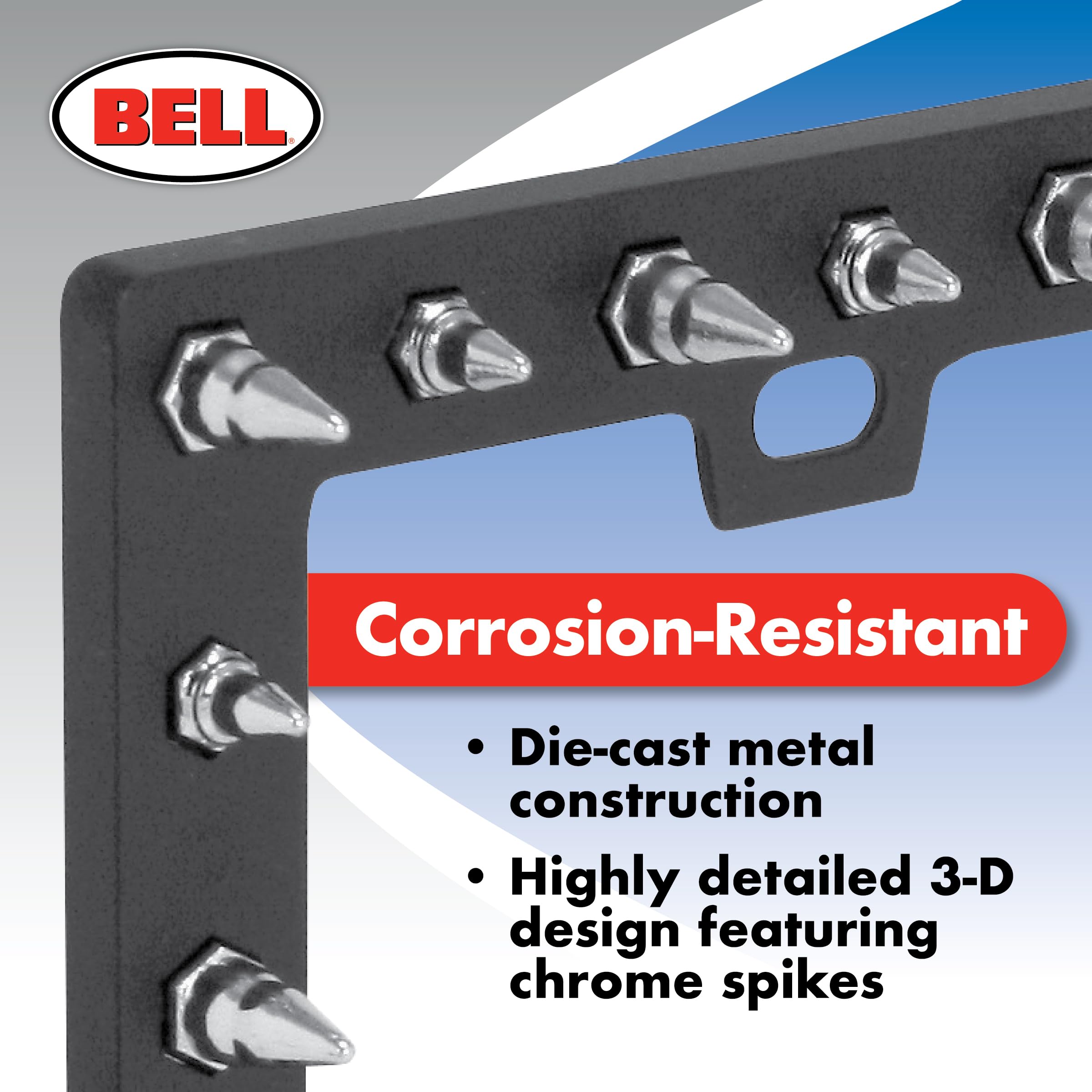 Bell Automotive 22-1-46117-8 Universal Chrome Spike Design License Plate Frame