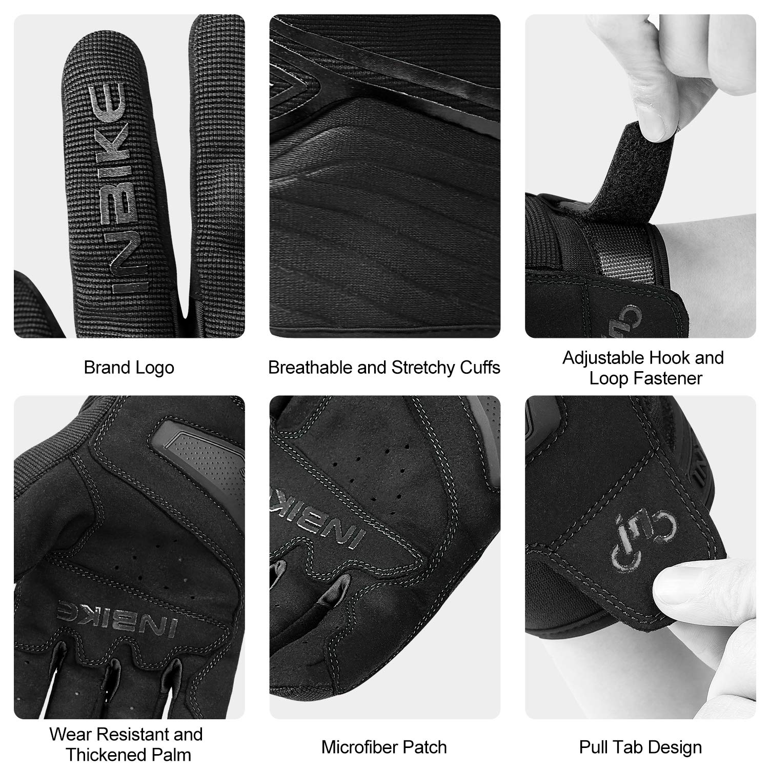 Inbike Breathable Mesh Motorcycle Gloves Touchscreen With Tpr Palm Pad Hard Knuckles Black Medium