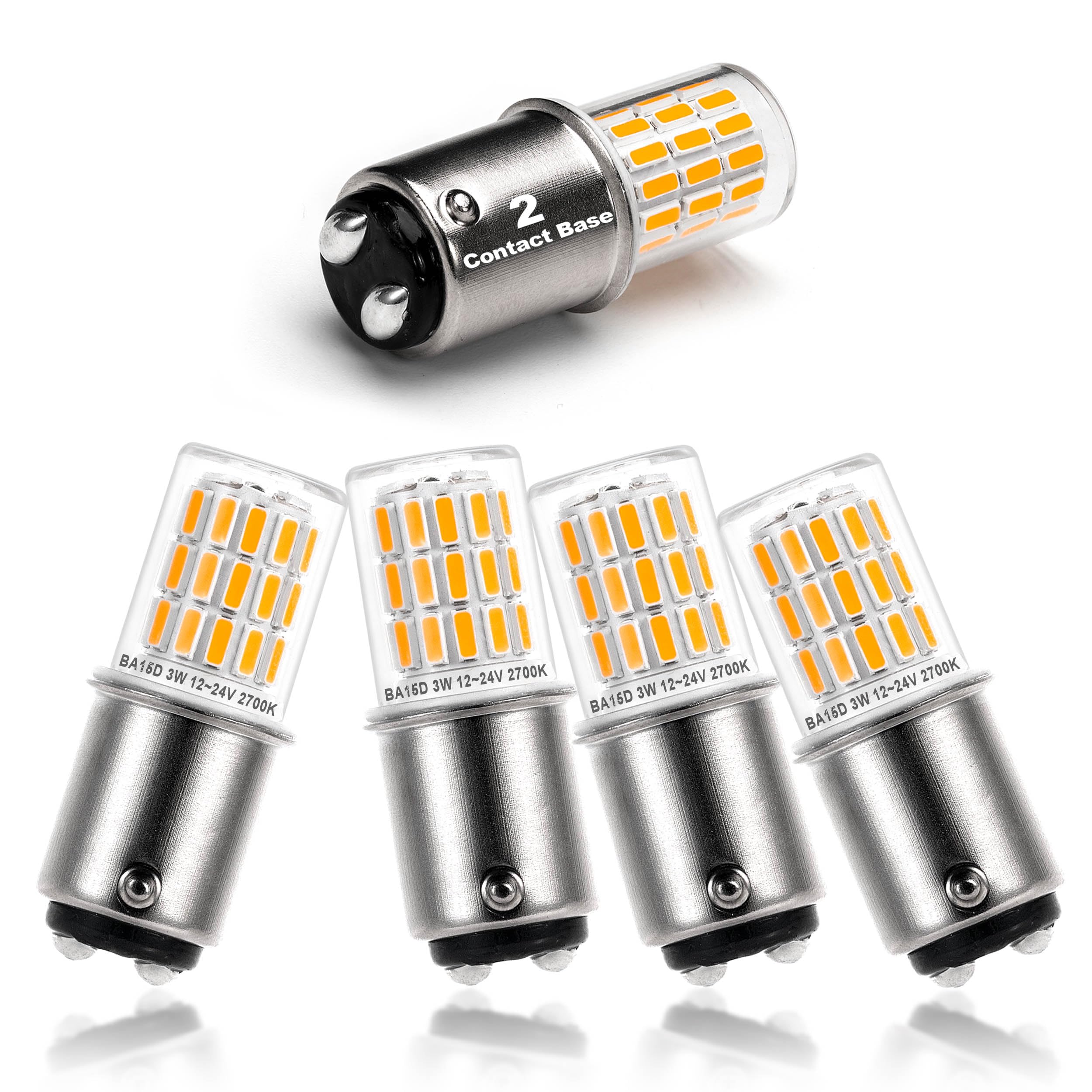 Ziomitus Ba15D 12 Volt Led Rv Camper Interior Light Bulbs,1076 1142 1176 S8 3W 2700K Warm White,Double Contact Dc Bayonet Base,A
