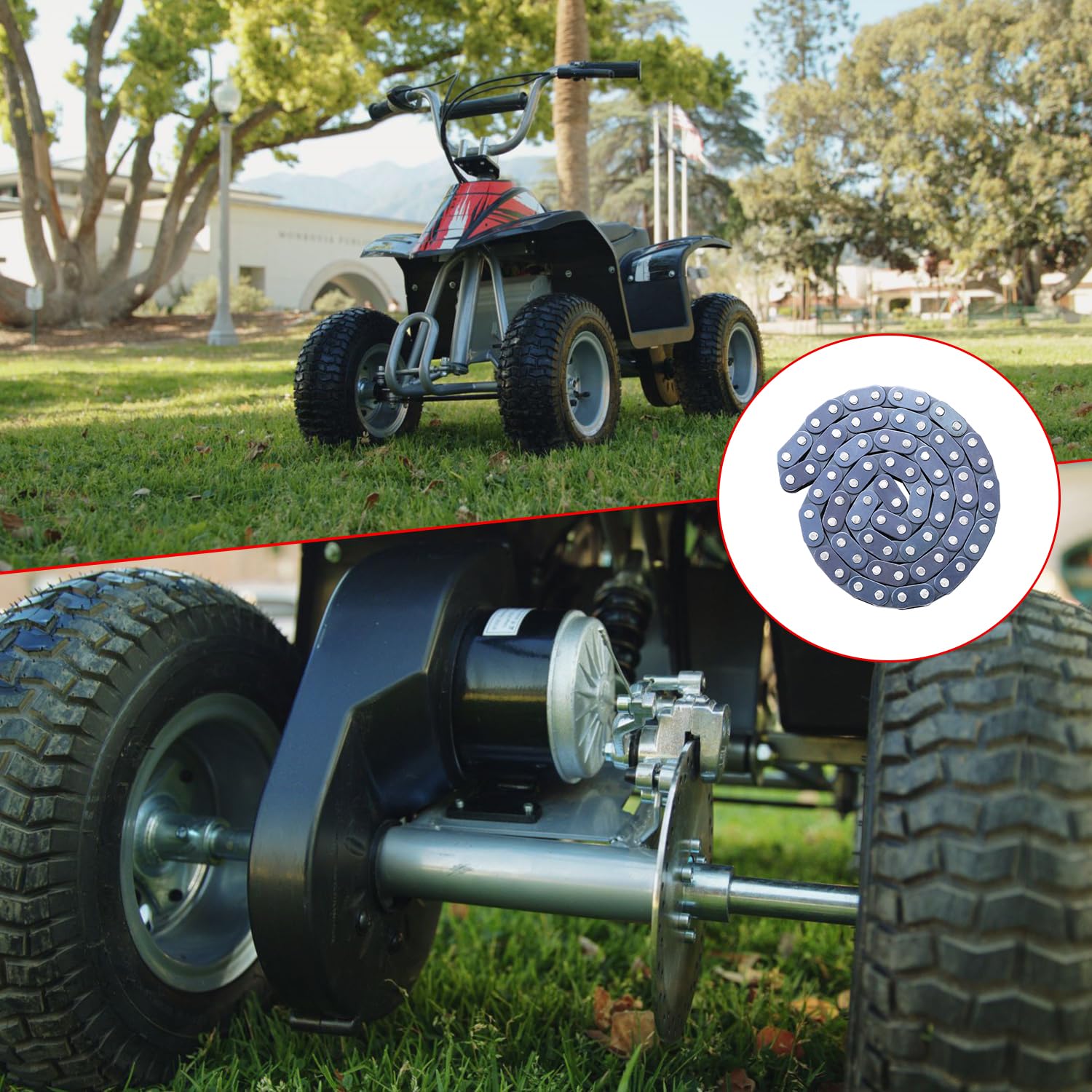 Kamier T8F 8Mm Chain 74 Links Heavy Duty For Razor Electric Dirt Quad 500 4 Wheeler 43Cc 47Cc 49Cc 50Cc 2-Stroke Atv Mini Chopper Super Pocket Bike Gas Scooter Goped Kids Mini Moto Drive Chain Parts