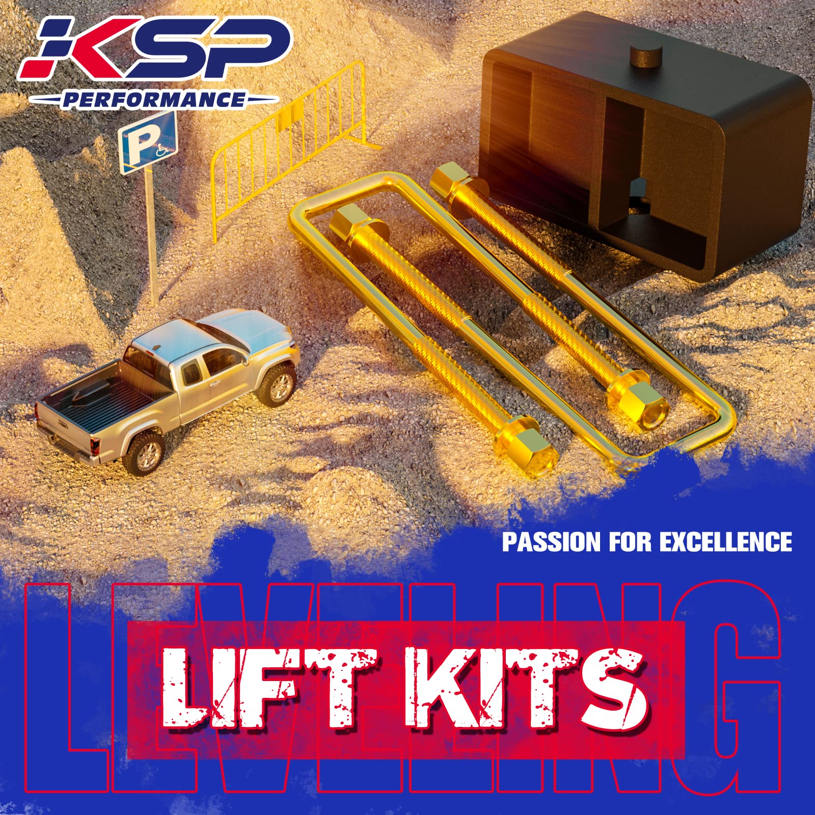 KSP 3'' Silverado Rear Lift Block, 3in Rear Lift Kits Compatible with Chevy Silverado 1500 1999-2019, 2pc Rear Lift Block with 4