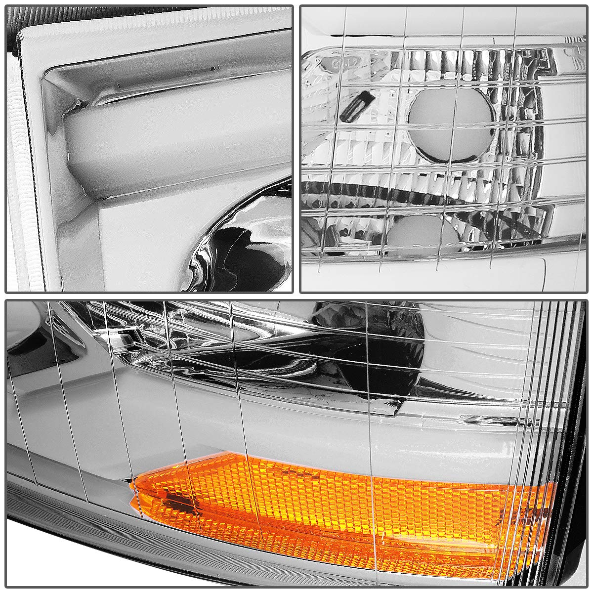 Dna Motoring Hl-Hpl-Csil07-G2-Ch-Am Dual Led Drl Projector Headlight [For 07-14 Chevy Silverado], 1 Pack