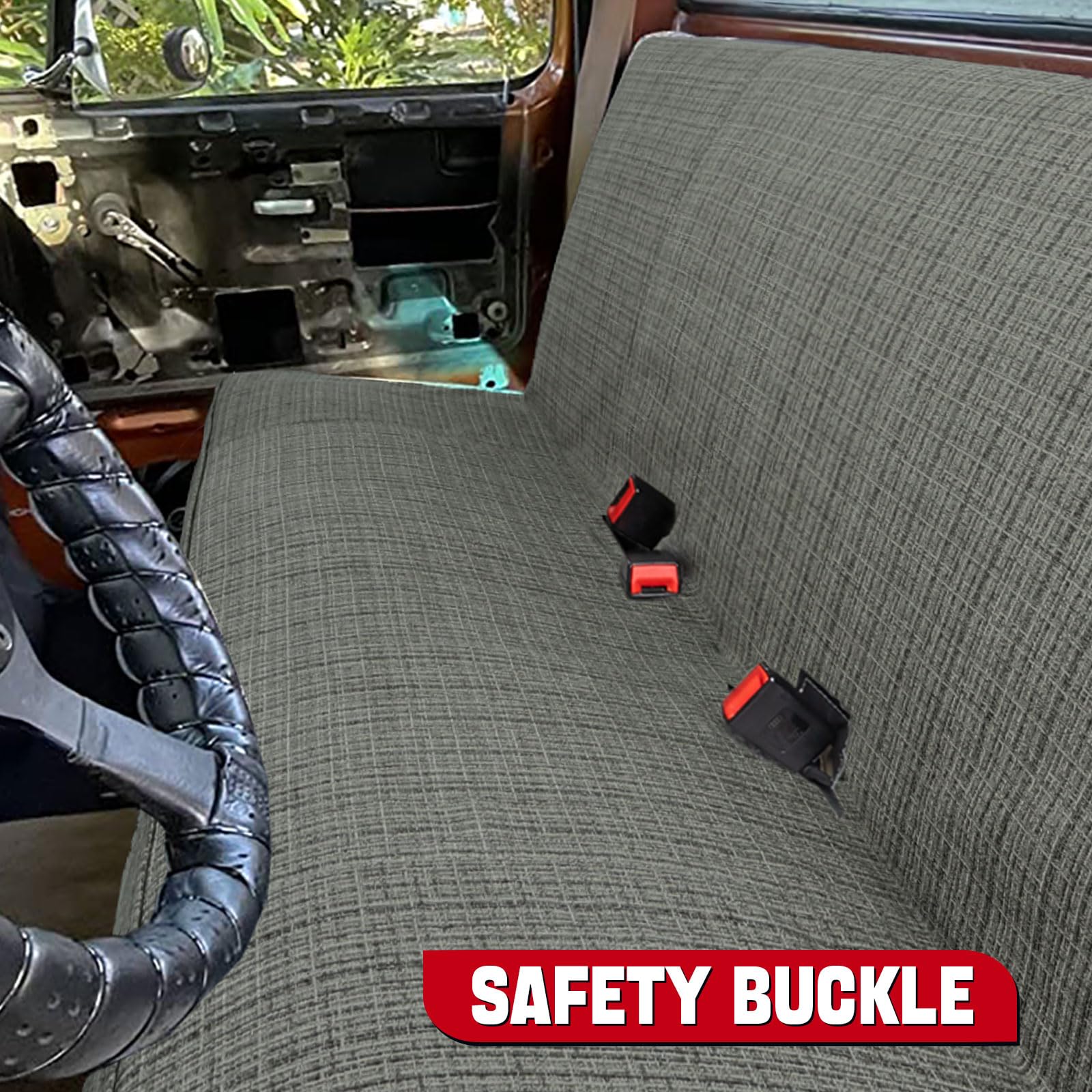 XCAR Blanket Full Size Pickup Trucks Bench Seat Cover Universal Work with Bench Seats Dark Grey