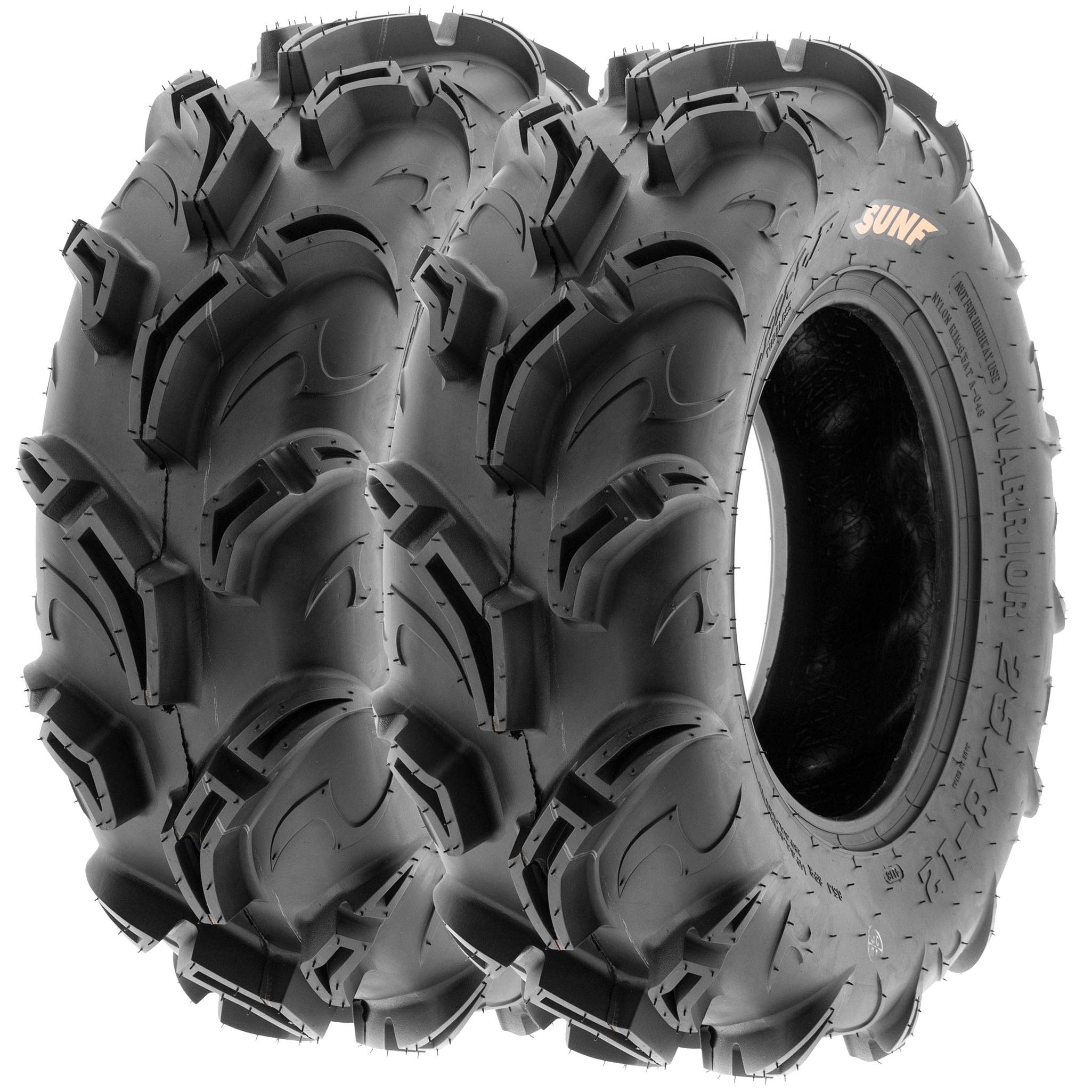 Set Of 4 Sunf Warrior At Mud & Trail 25X8-12 Front & 25X10-12 Rear Atv Utv Off-Road Tires, 6 Pr, Tubeless A048