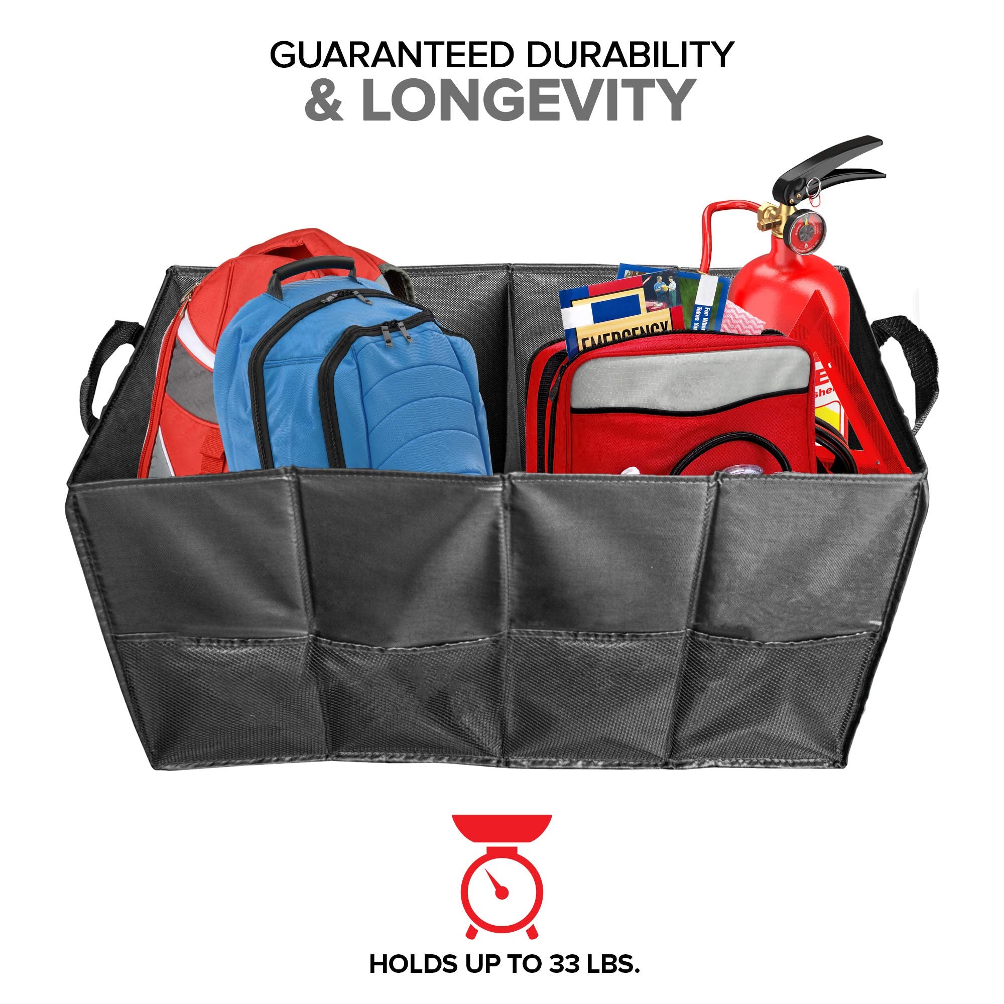 Trunk Organizer Suv Car Storage Sedan Grocery Collapsible Multi Compartment Accessories Easyview