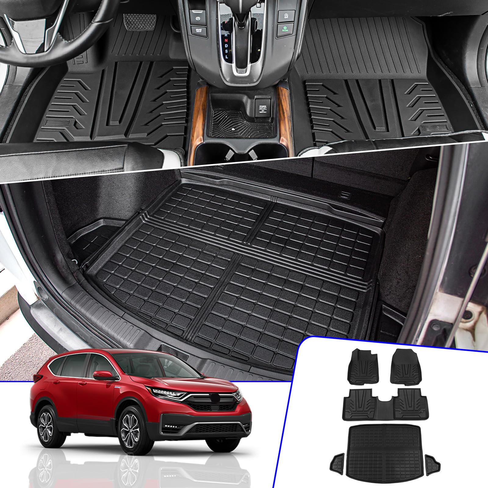 Rongtaod Floor Mats Compatible With 2017-2022 Honda Crv Cargo Liner Trunk Mat Tpe All Weather Trunk Liner 2021 Cr-V Accessories
