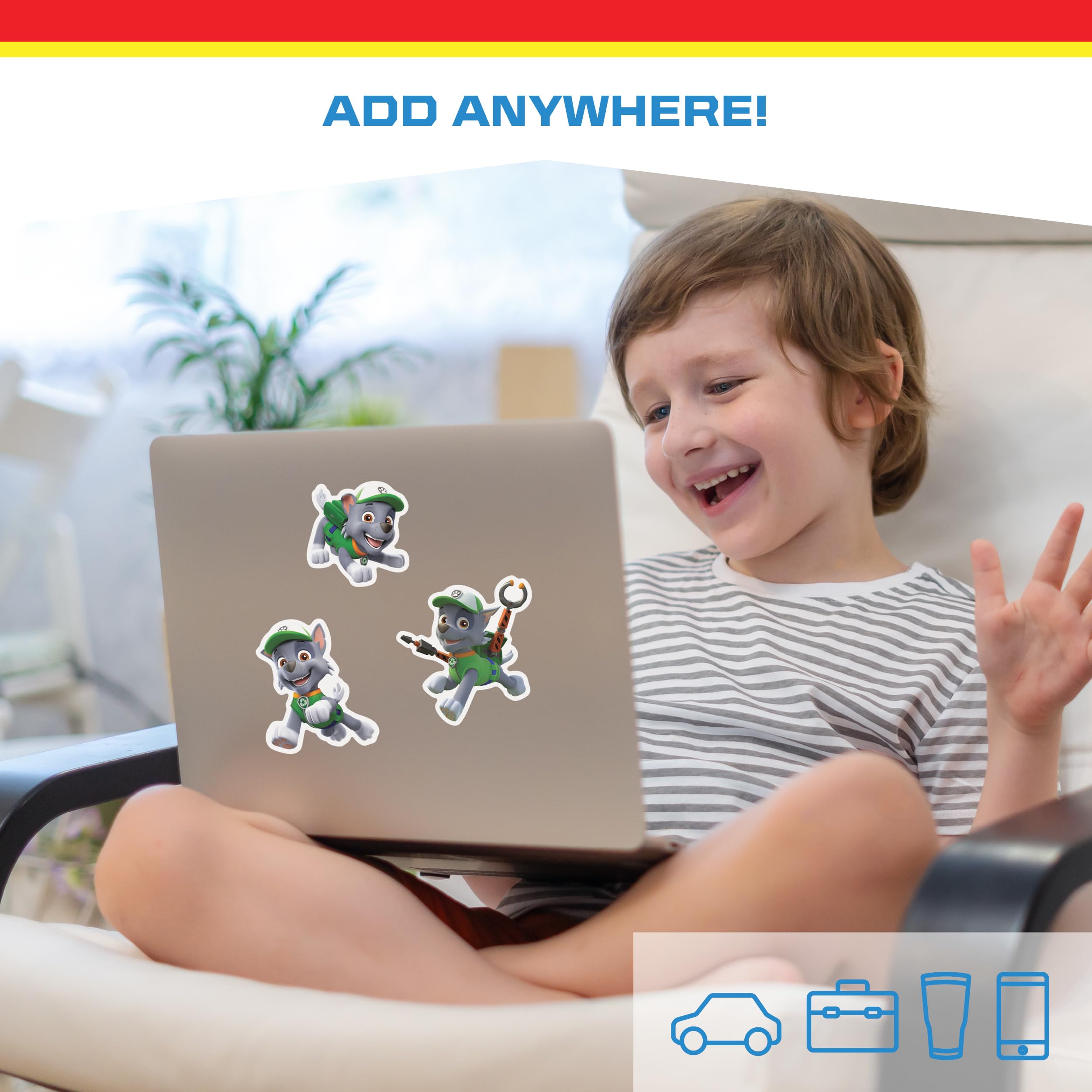 Paw Patrol Rocky Decals - Set Of 3 Vinyl Stickers For Kids And Adults - Vinyl Decals For Laptop, Tumbler, Water Bottle, Vehicles