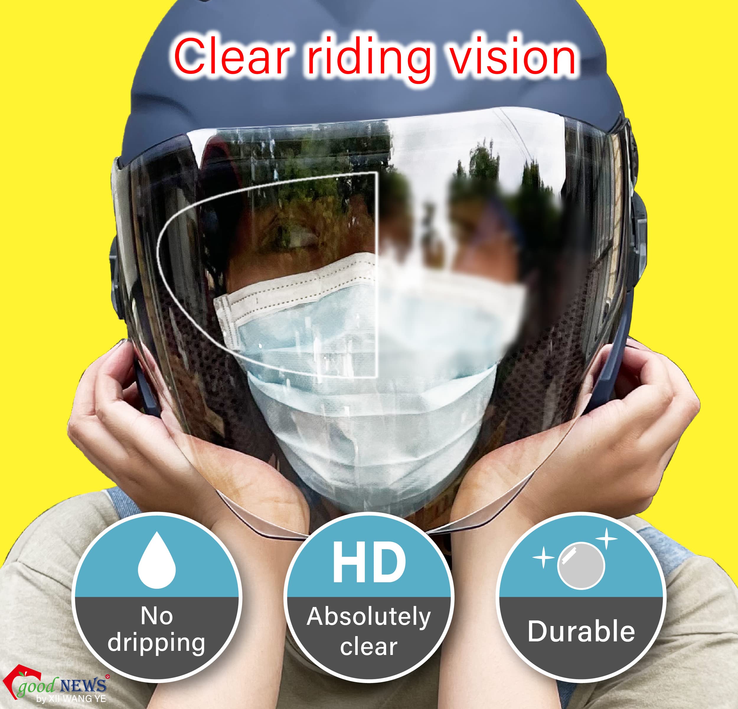 Xii Wy Universal Motorcycle 3/4 Open Face Helmet Shield Anti Fog Film,Clear Visor Lens Insert Fog Resistant Waterproof Sticker