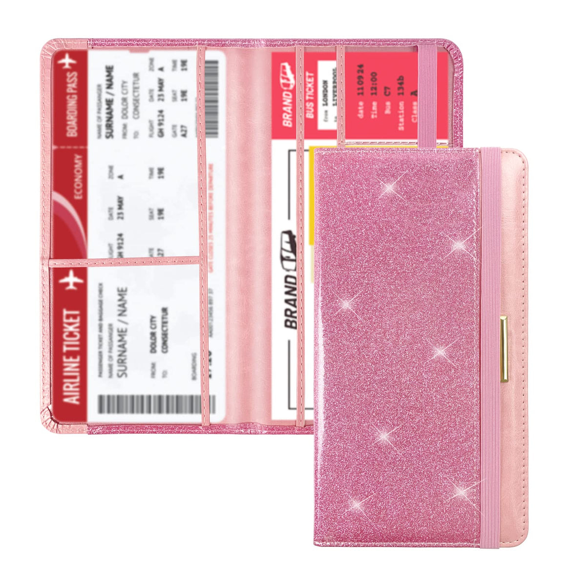 Car Registration And Insurance Card Holder - Leather Vehicle Glove Box Automobile Documents Paperwork Wallet Case Organizer For Id, Driver'S License, Key Contact Information Cards With Elastic Band Closure