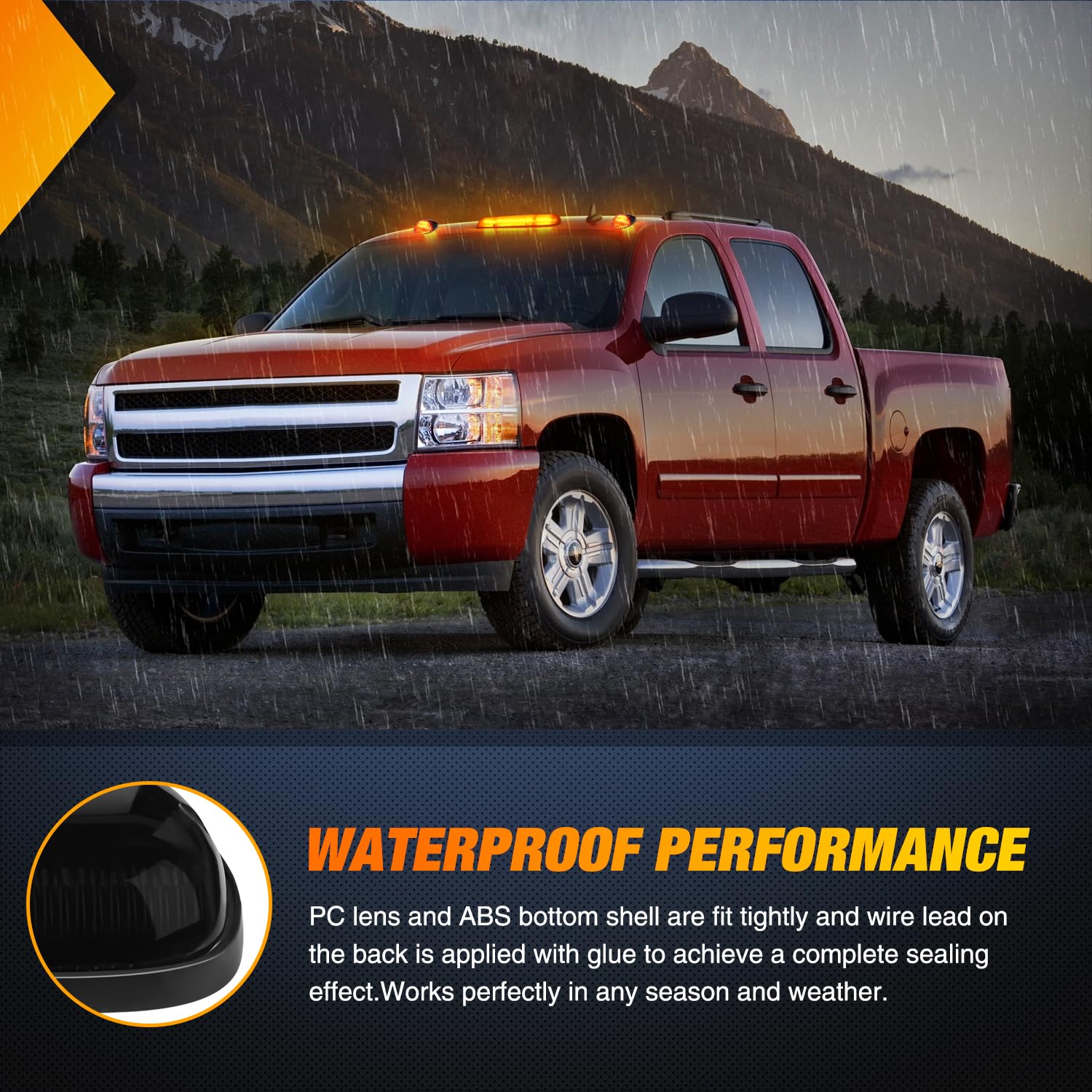 Nilight Led Cab Marker Lights 3 Pcs Roof Running Light Led Smoke Lens Amber Cab Clearance Light Compatible With 2002-2007 Chevy