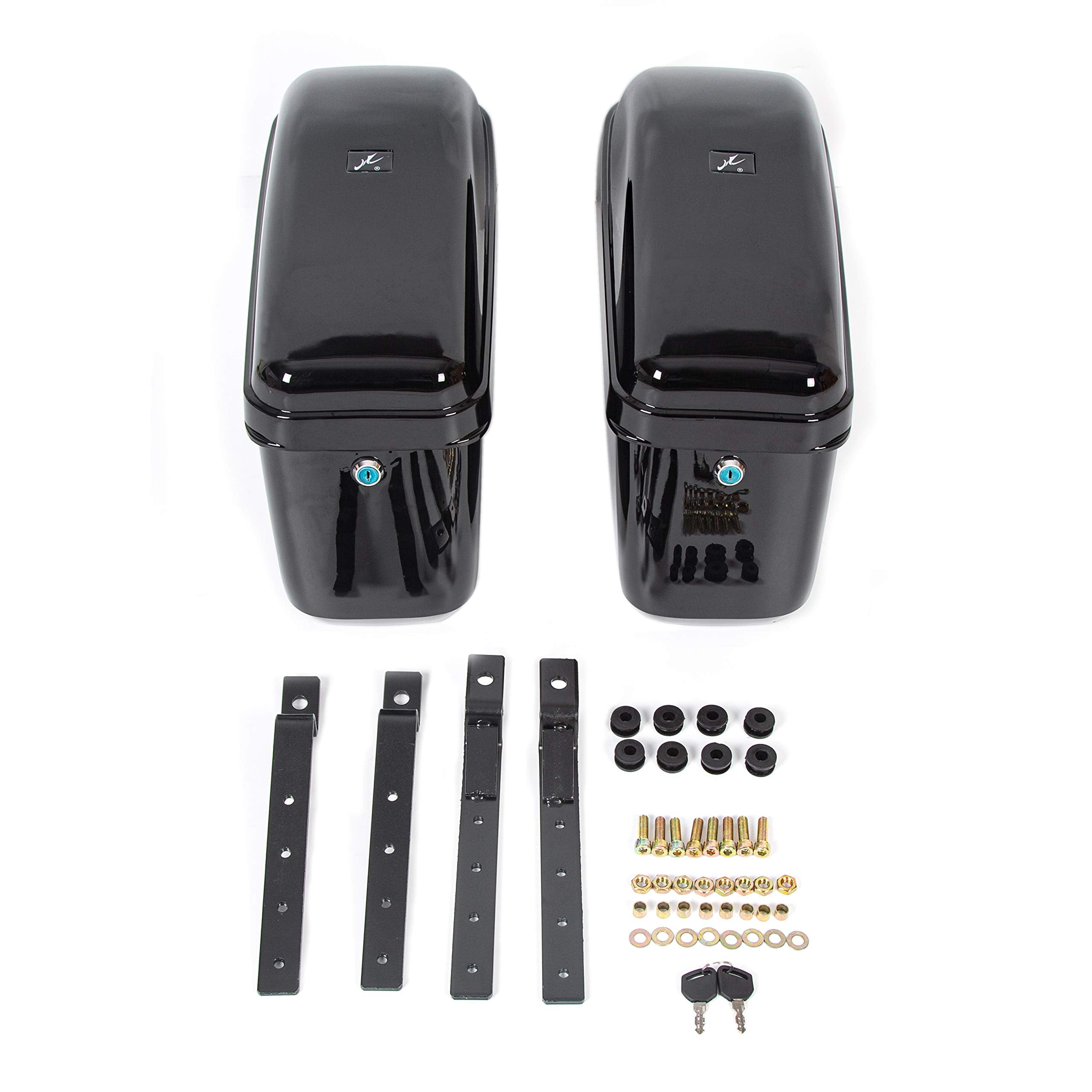 Ego Bike Hard Motorcycle Saddle Bags Saddlebags W/Mounting Kit Compatible With Harley Davidson Honda Shadow Kawasaki Vulcan Vn B