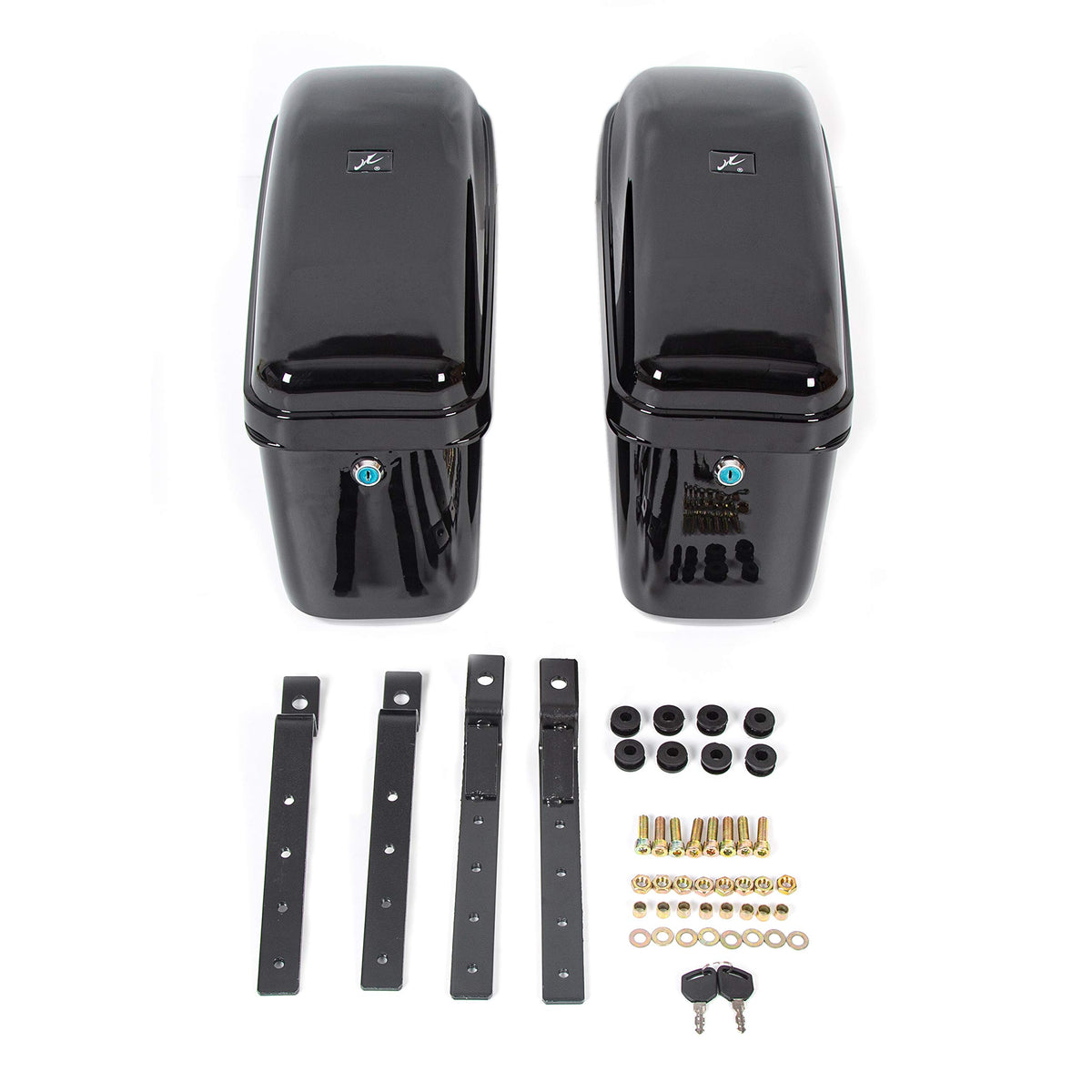 Ego Bike Hard Motorcycle Saddle Bags Saddlebags W/Mounting Kit Compatible With Harley Davidson Honda Shadow Kawasaki Vulcan Vn B