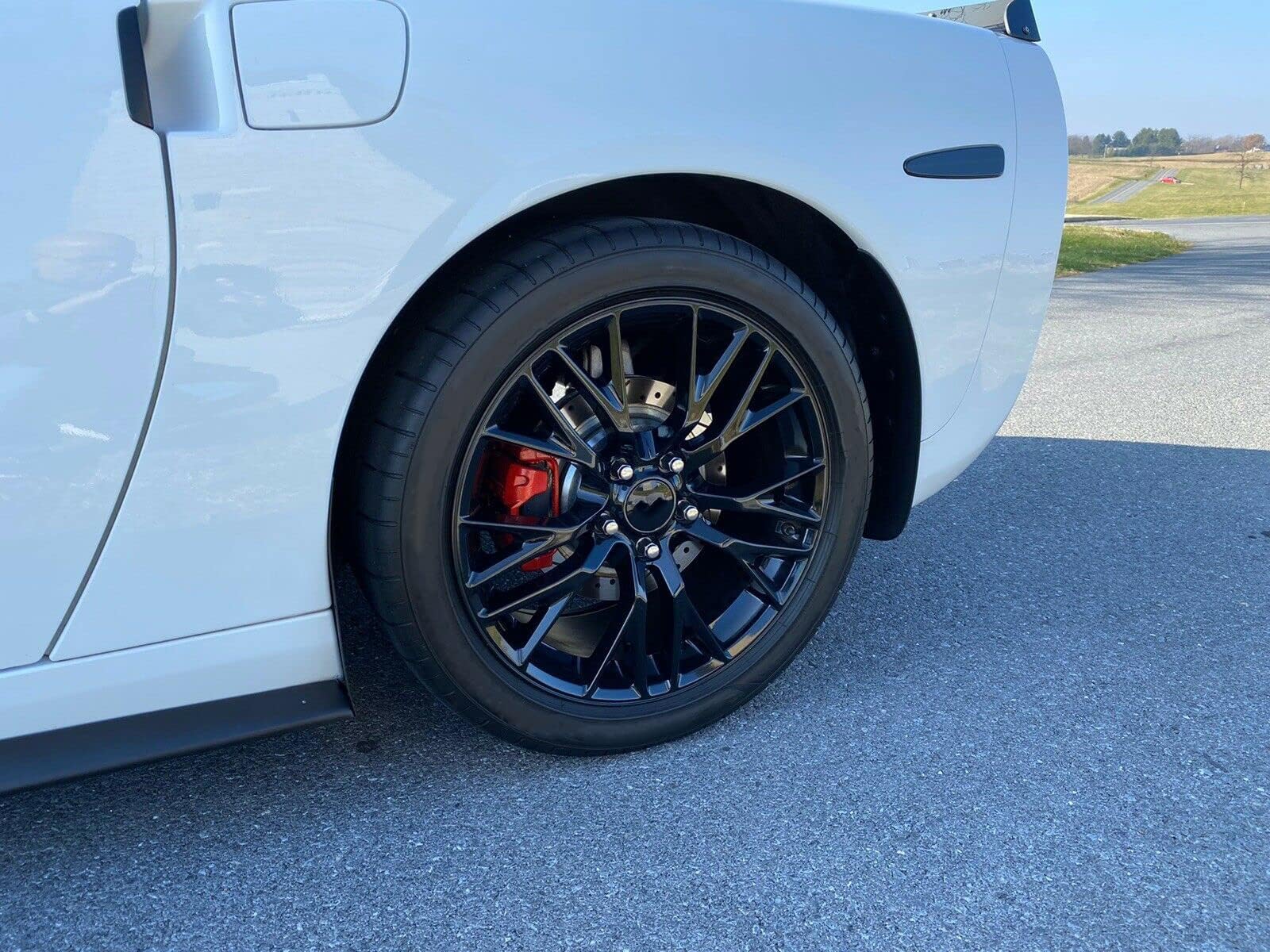 Ecotric Mud Flap Splash Guards Compatible With 2005-2013 Chevy Chevrolet Corvette C6 Replacement For 19170234 Complete Set Black Molded Mudguards Front Rear Kit Driver & Passenger Side 4 Pcs